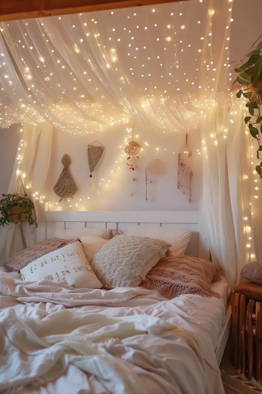 Hang Twinkling Lights or Fairy Lights to Add a Touch of Whimsy and Enchantment