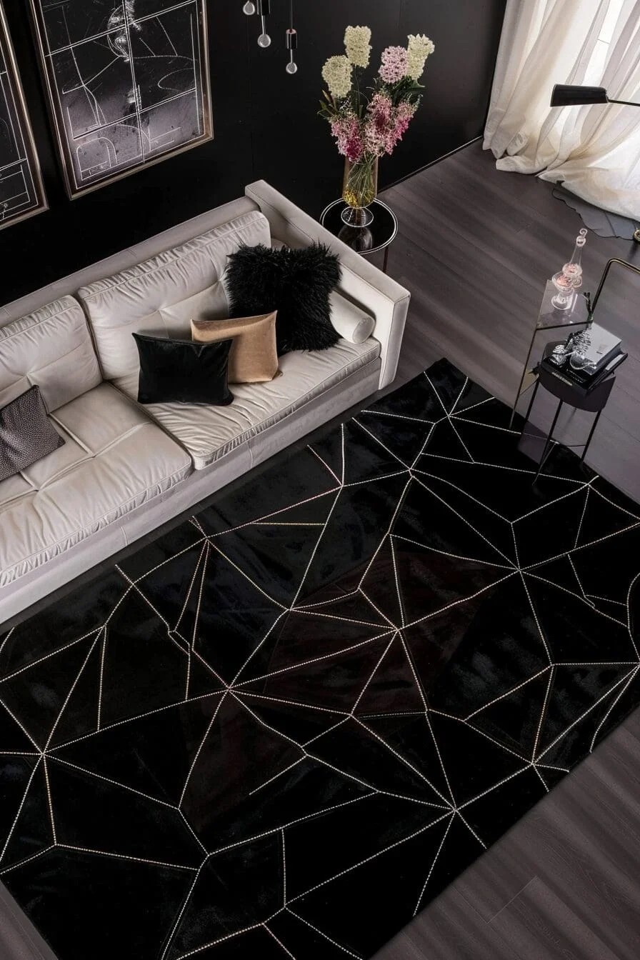 Geometric Black Rug