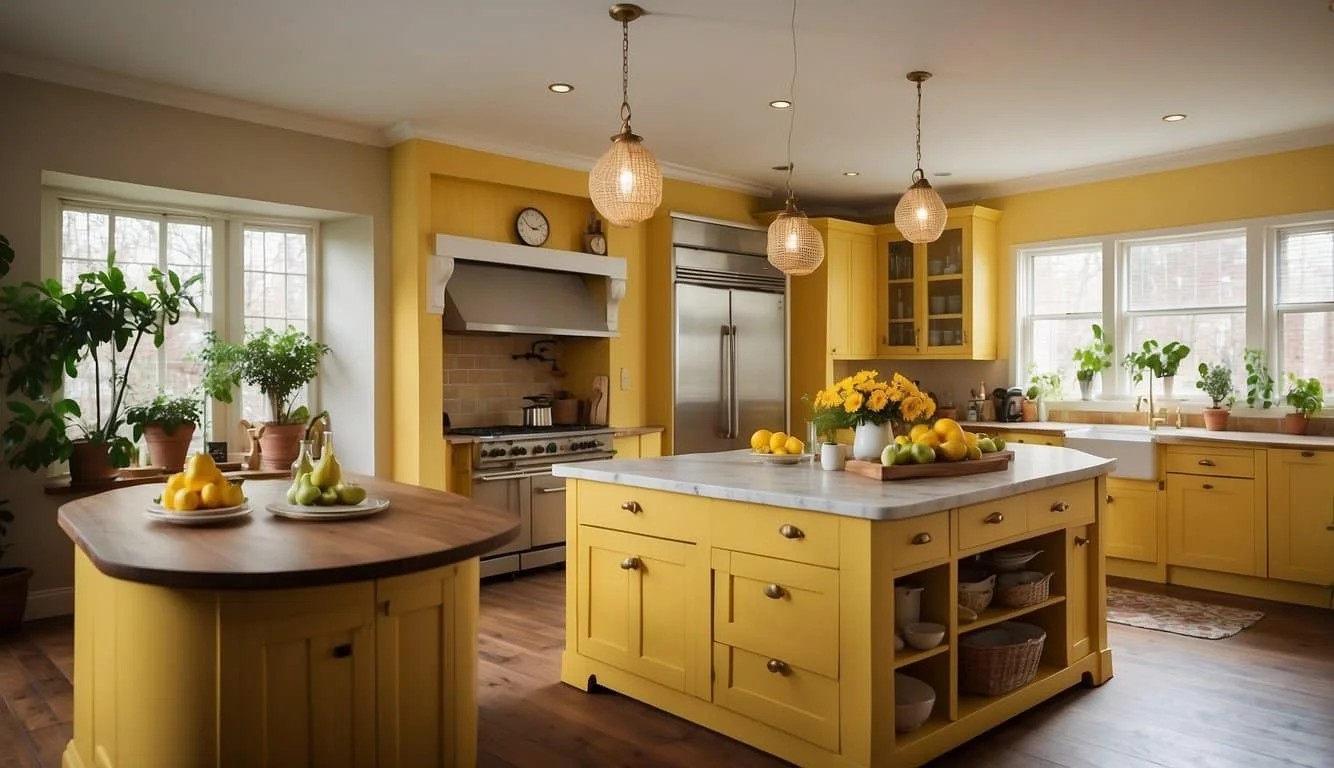 Bright Yellow Vintage-Inspired Kitchen Islands