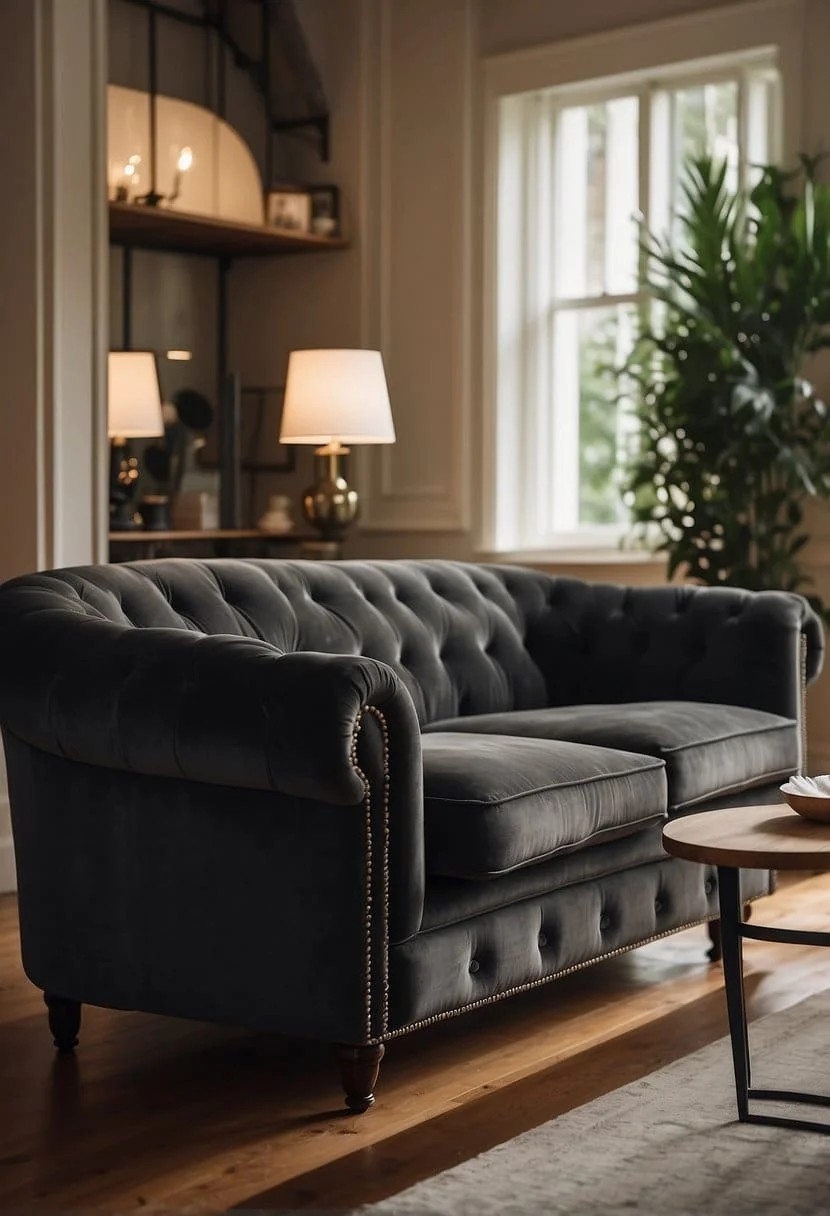 Charcoal Chesterfield Sofa for Classic Elegance