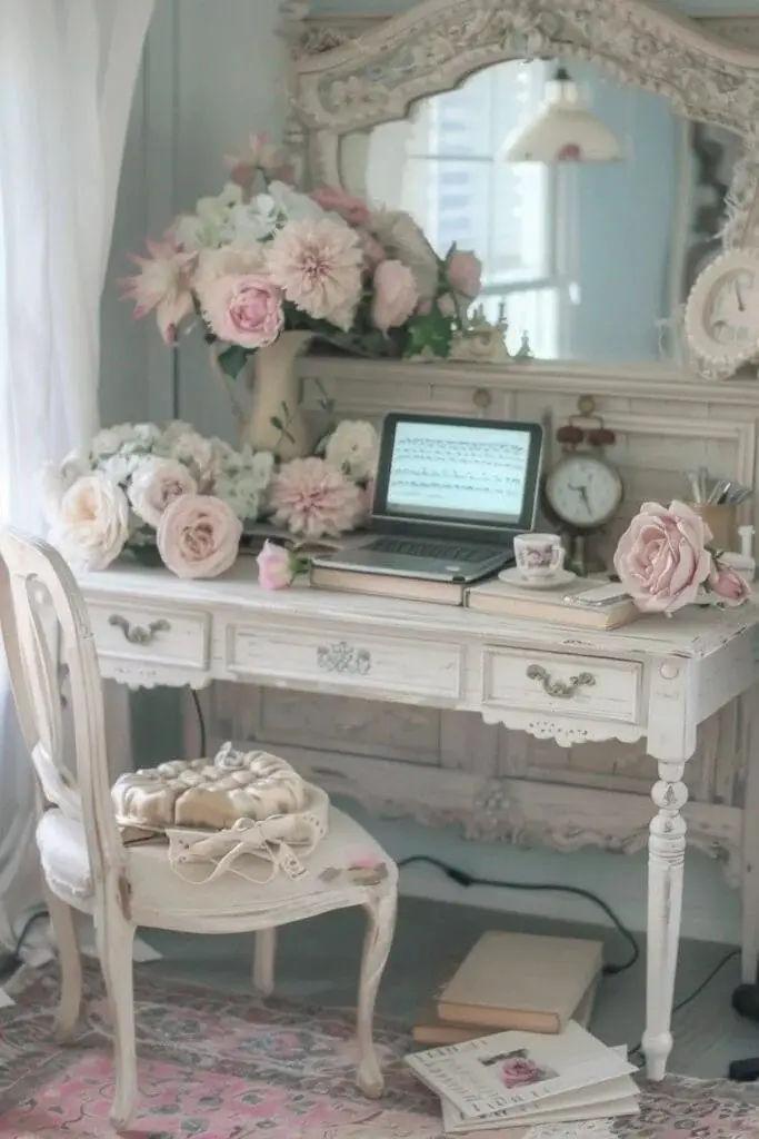 Feminine Home Office With Personalized Accessories