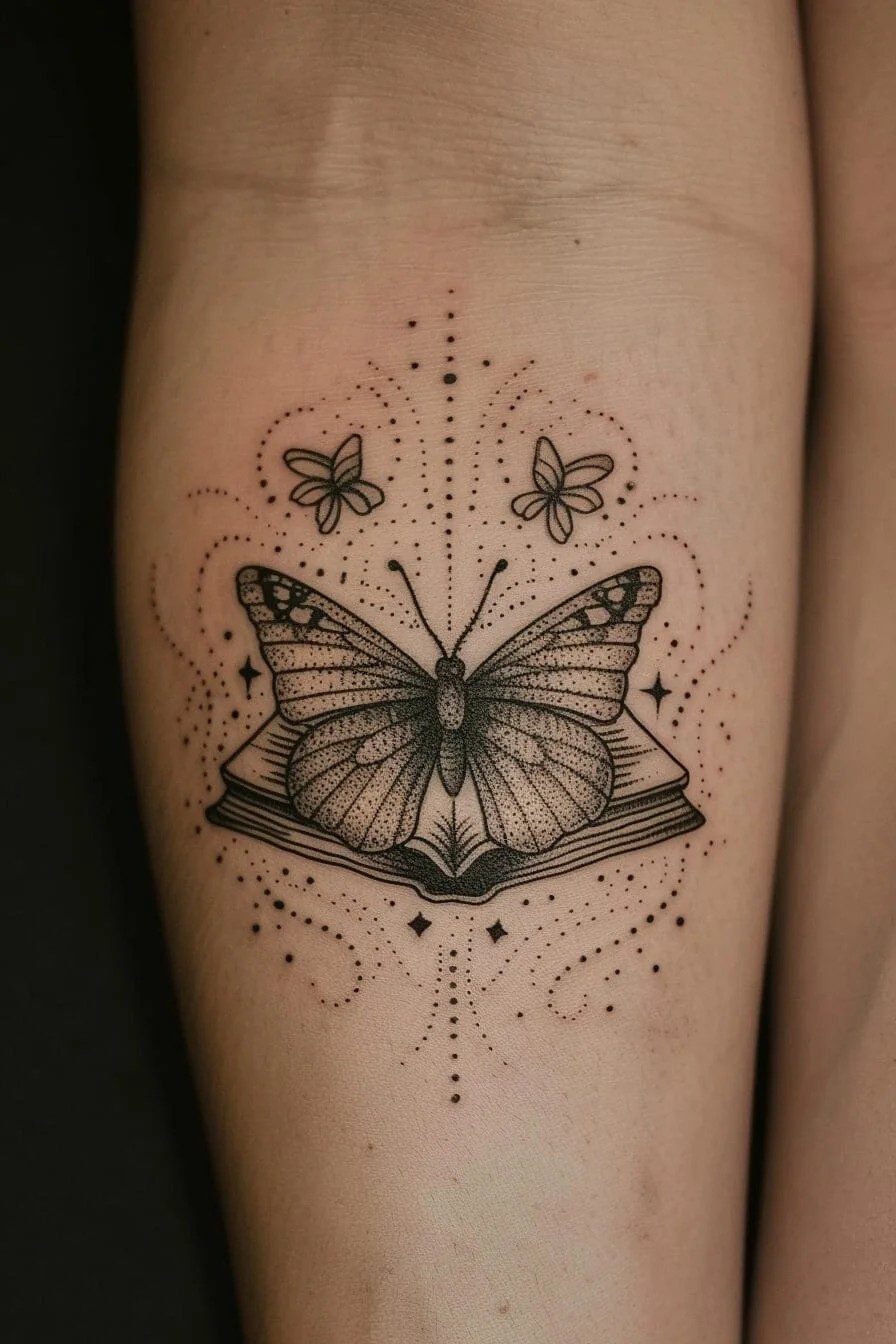 Butterfly with a Book: Symbolizes knowledge, wisdom, and the pursuit of one’s dreams