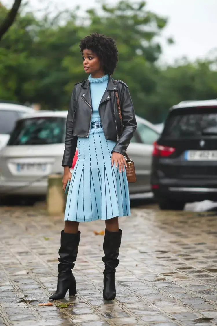 Leather Jacket and Dress