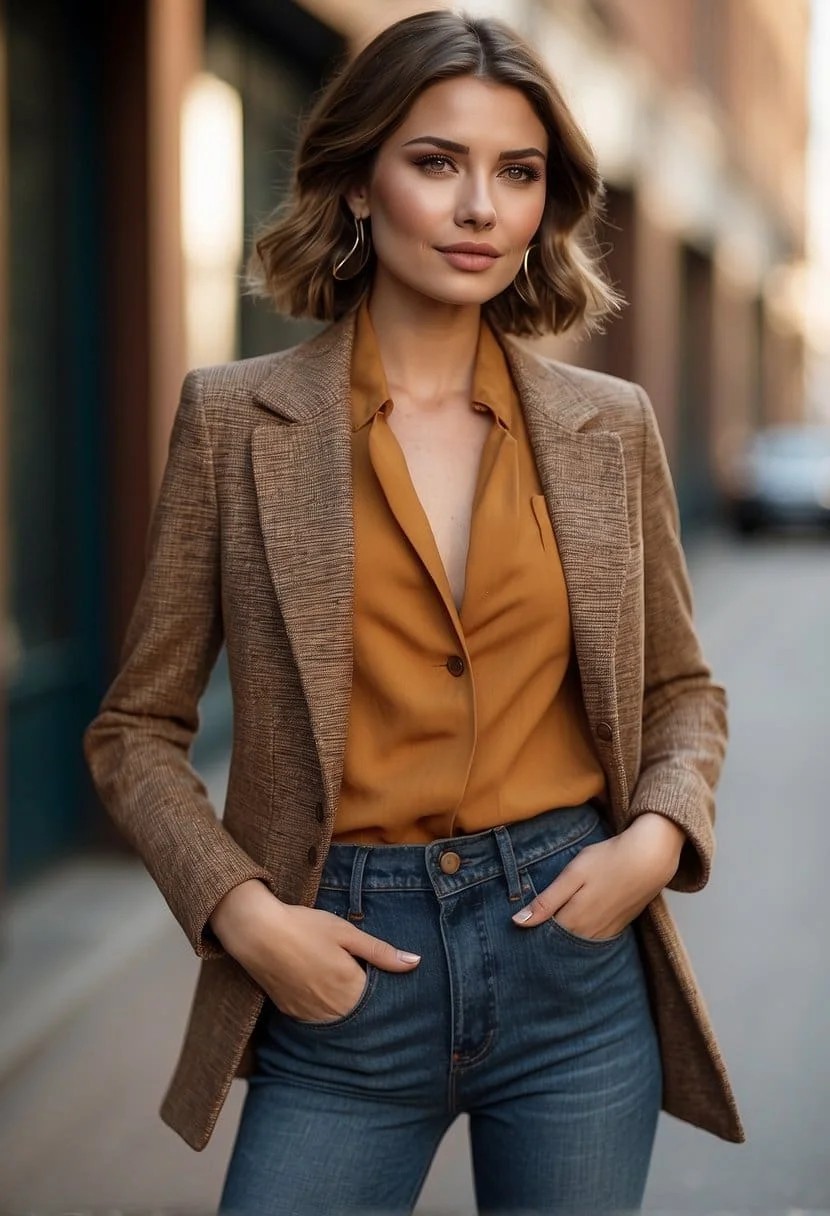 Crop Top, High Waisted Jeans, and Blazer