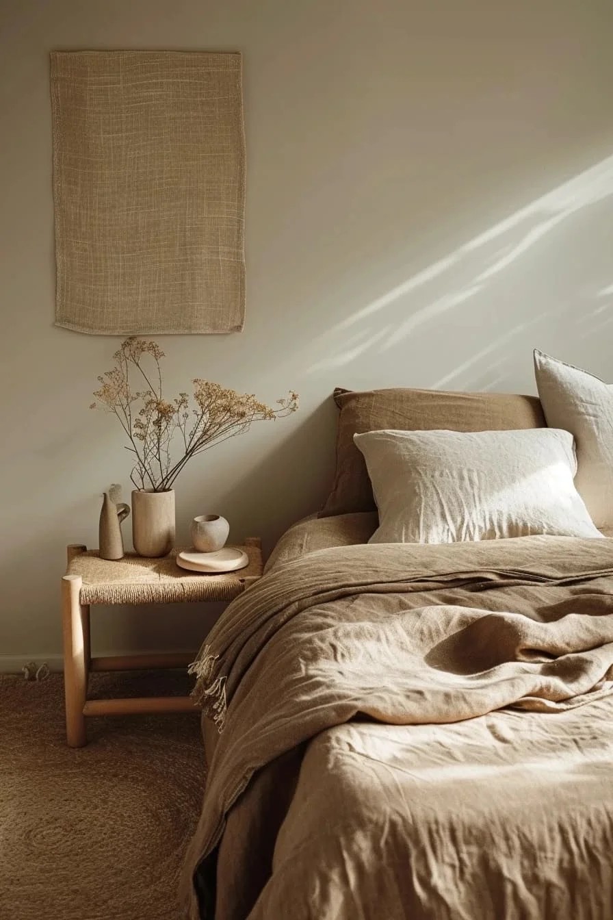 Serene Brown Bedroom with Minimalist Scandi Influences