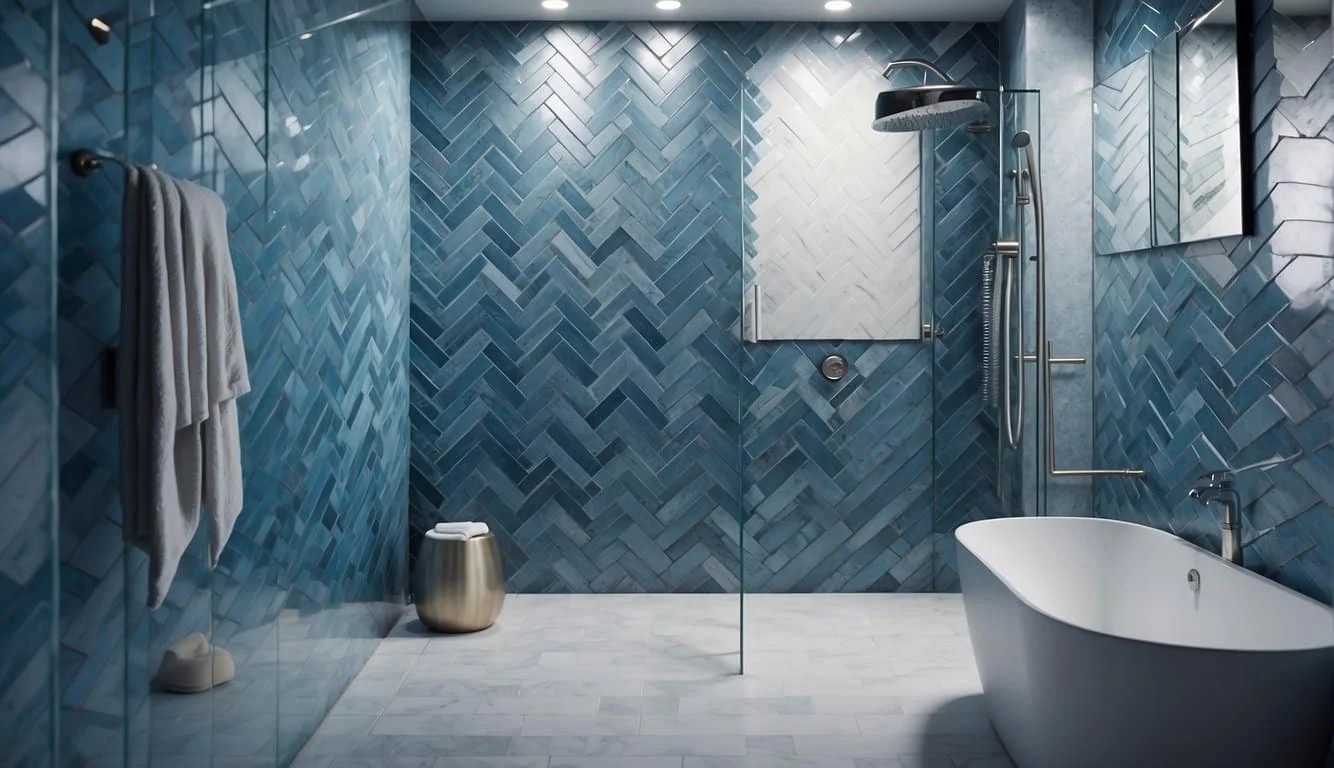 Chevron Pattern Shower Tiles