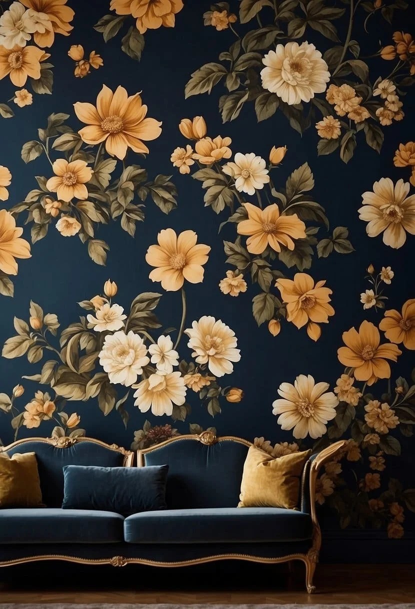 Golden Age Large And Dark Floral Wallpaper