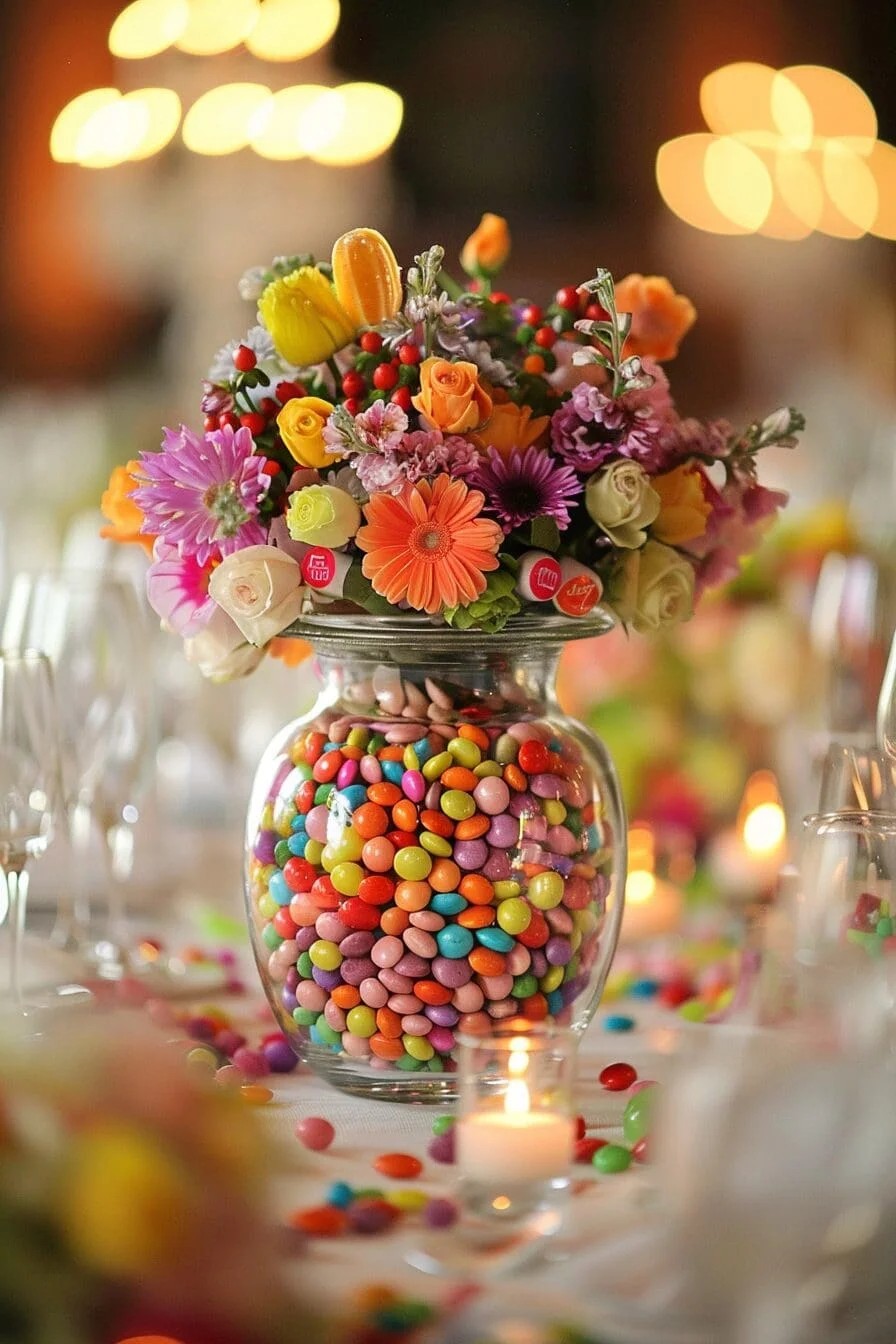 Candy-Filled Apothecary Jar Centerpiece