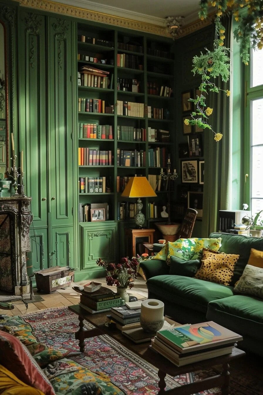 Green Bookshelves