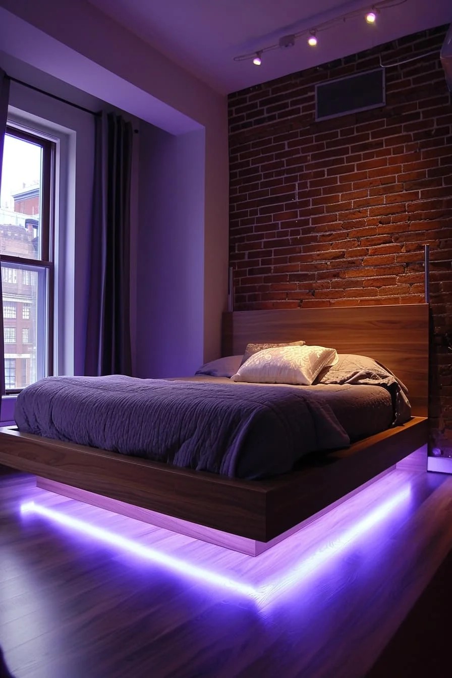 Floating Led Bed Frame In Bedroom