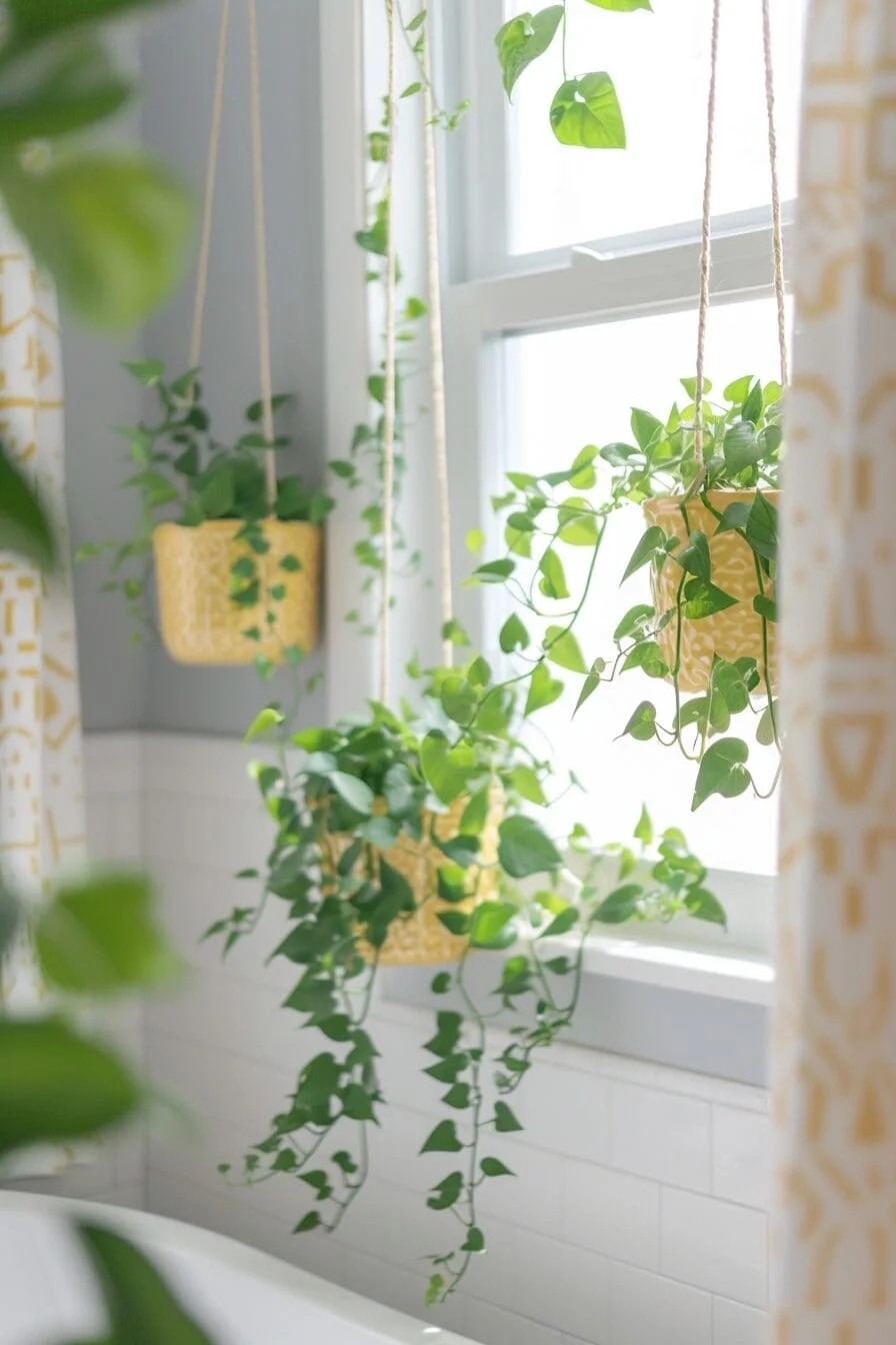 Hanging Plants in Yellow Pots