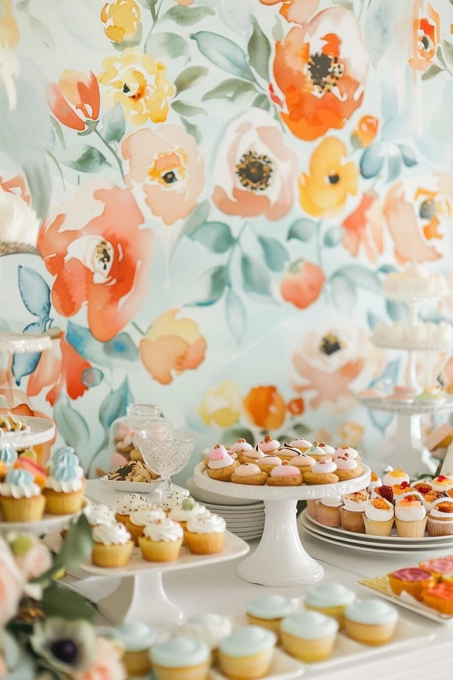 A Summer Wedding with A Watercolor-Themed Dessert Table