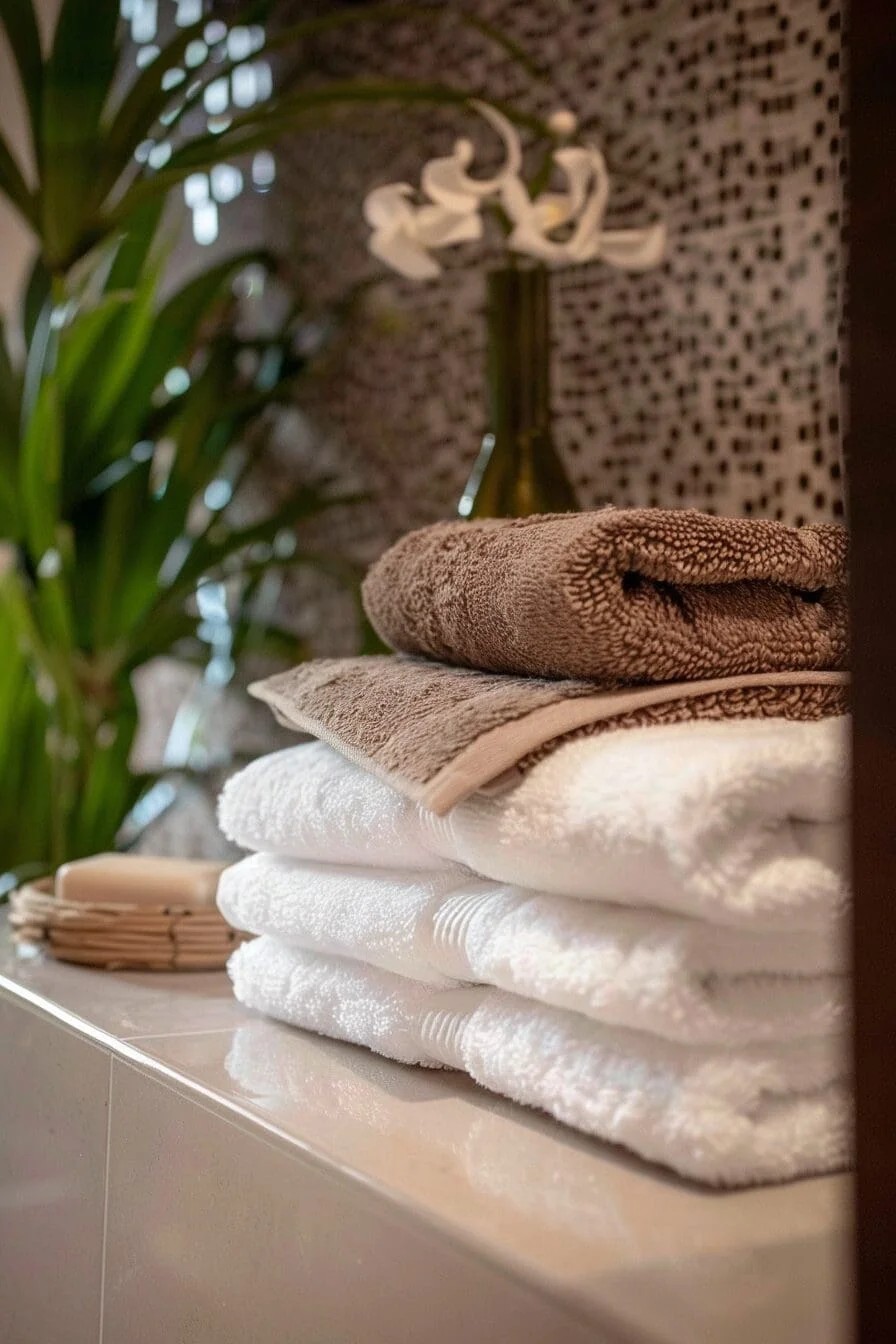 Brown & White Towels