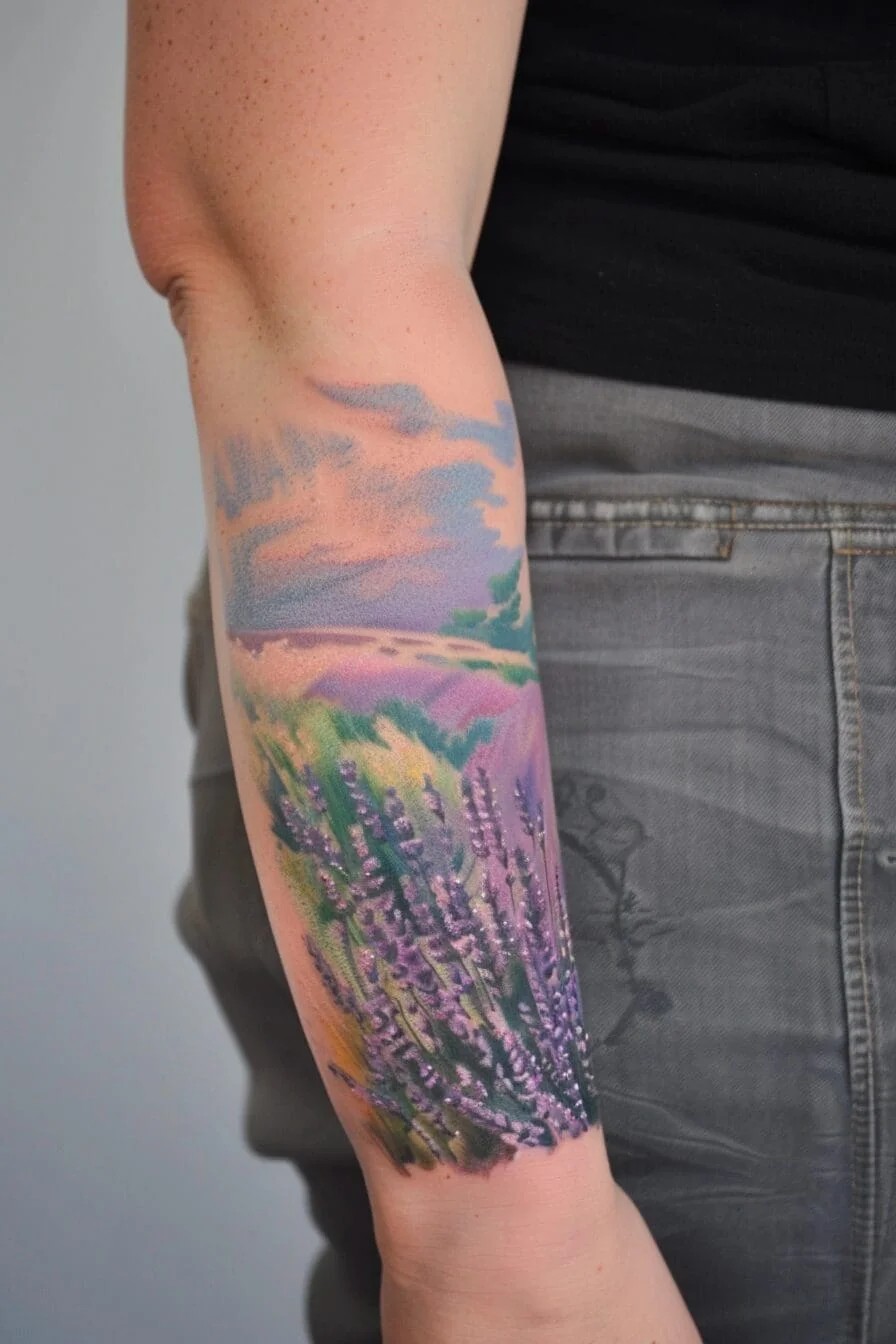 Lavender Field or Landscape Tattoo