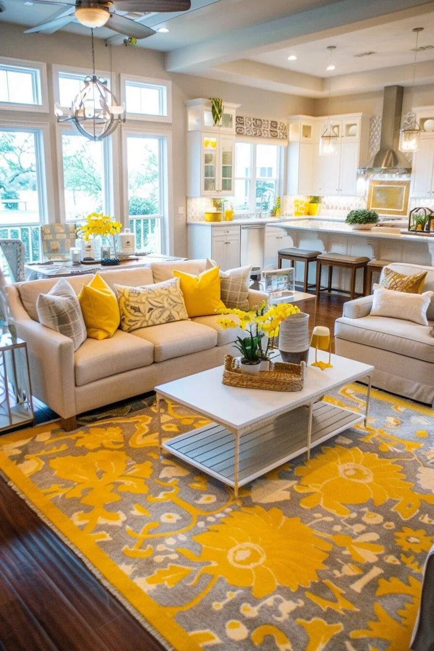 Pops of Citrus Yellow throughout the Room