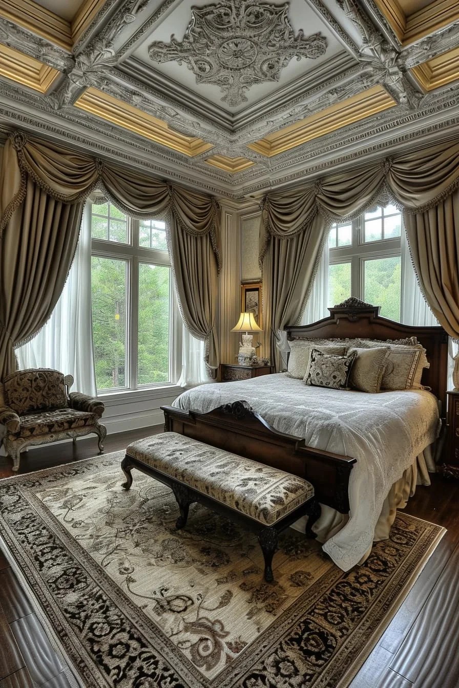 Victorian Master Bedroom with Detailed Plaster Tray Ceiling