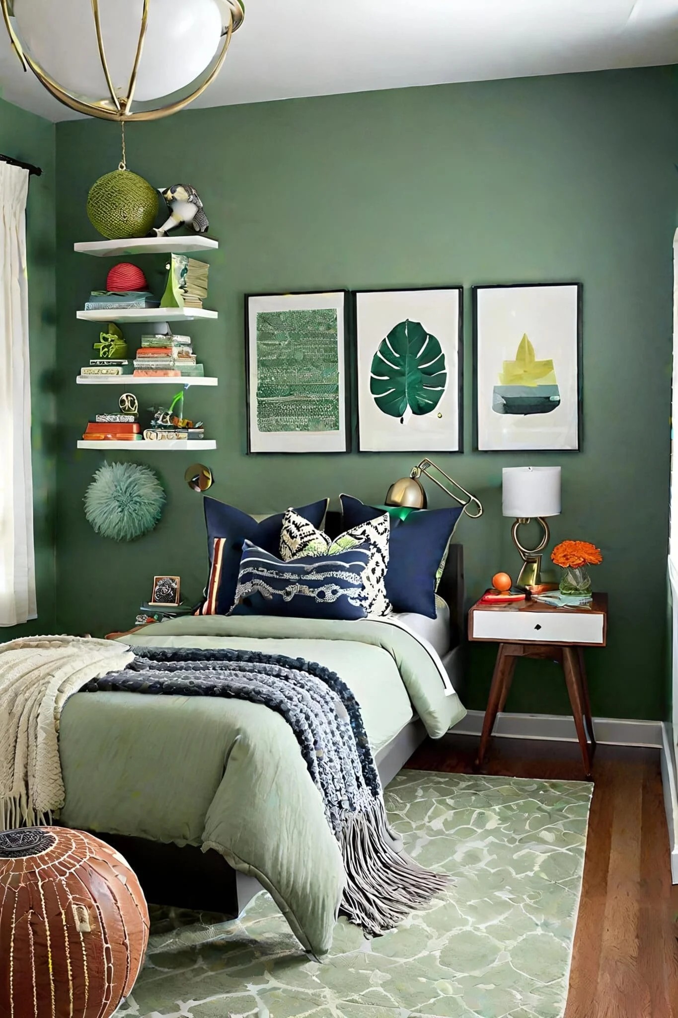 Sage Green Teen Bedroom With Funky Accessories