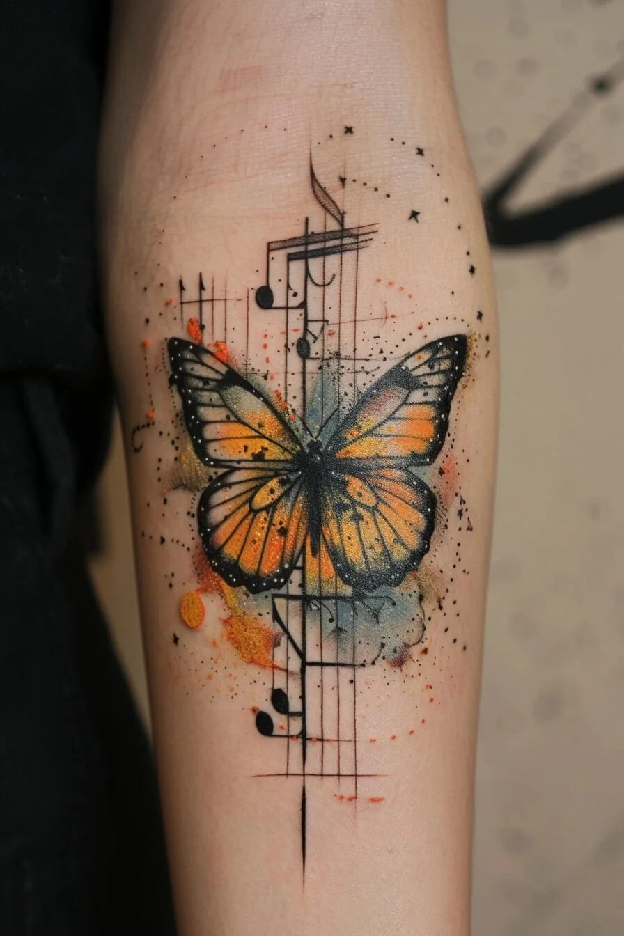 Butterfly with a Music Note: Represents creativity, joy, and the pursuit of one’s dreams