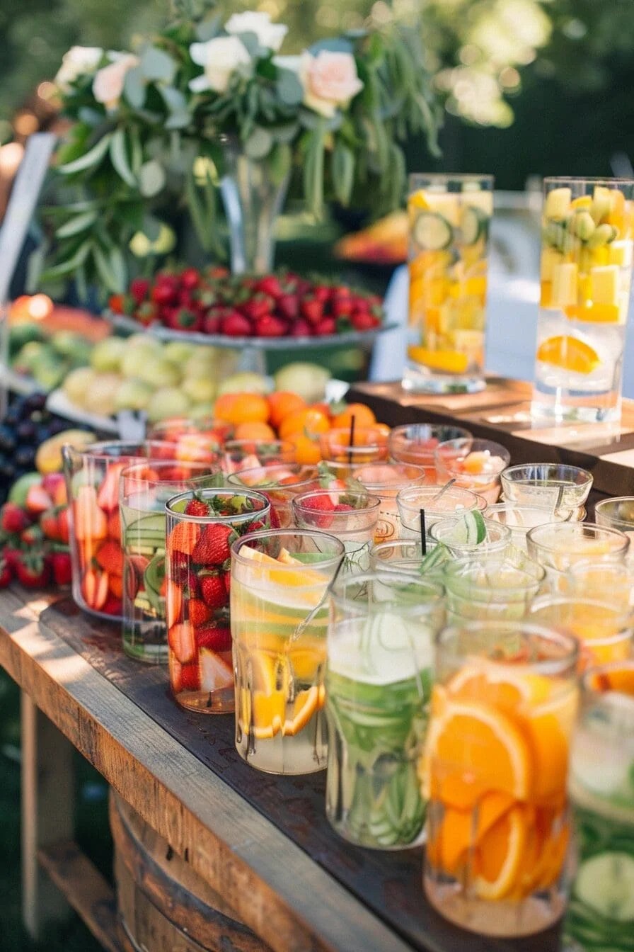 A Summer Wedding with Fruit-Infused Water Stations