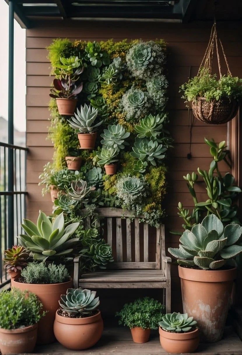 Succulents in A Vertical Garden