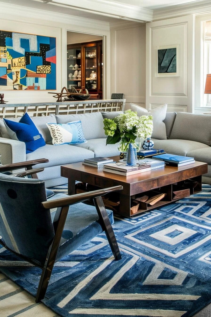 Geometric Blue Rug