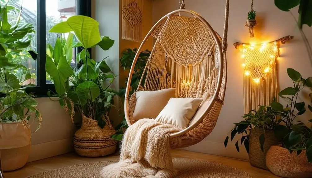 Hanging rattan chairs