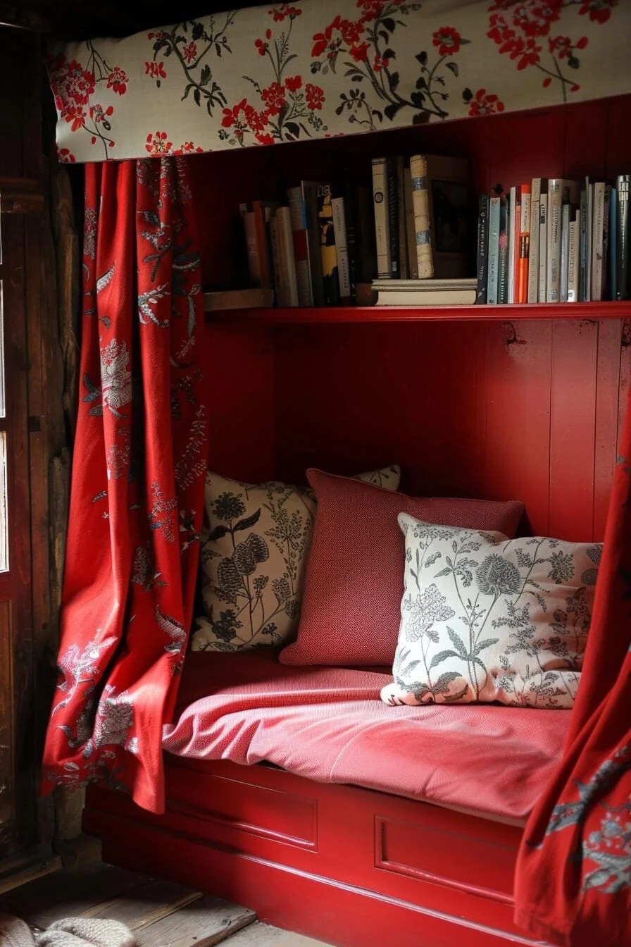 Cozy Red Reading Nook