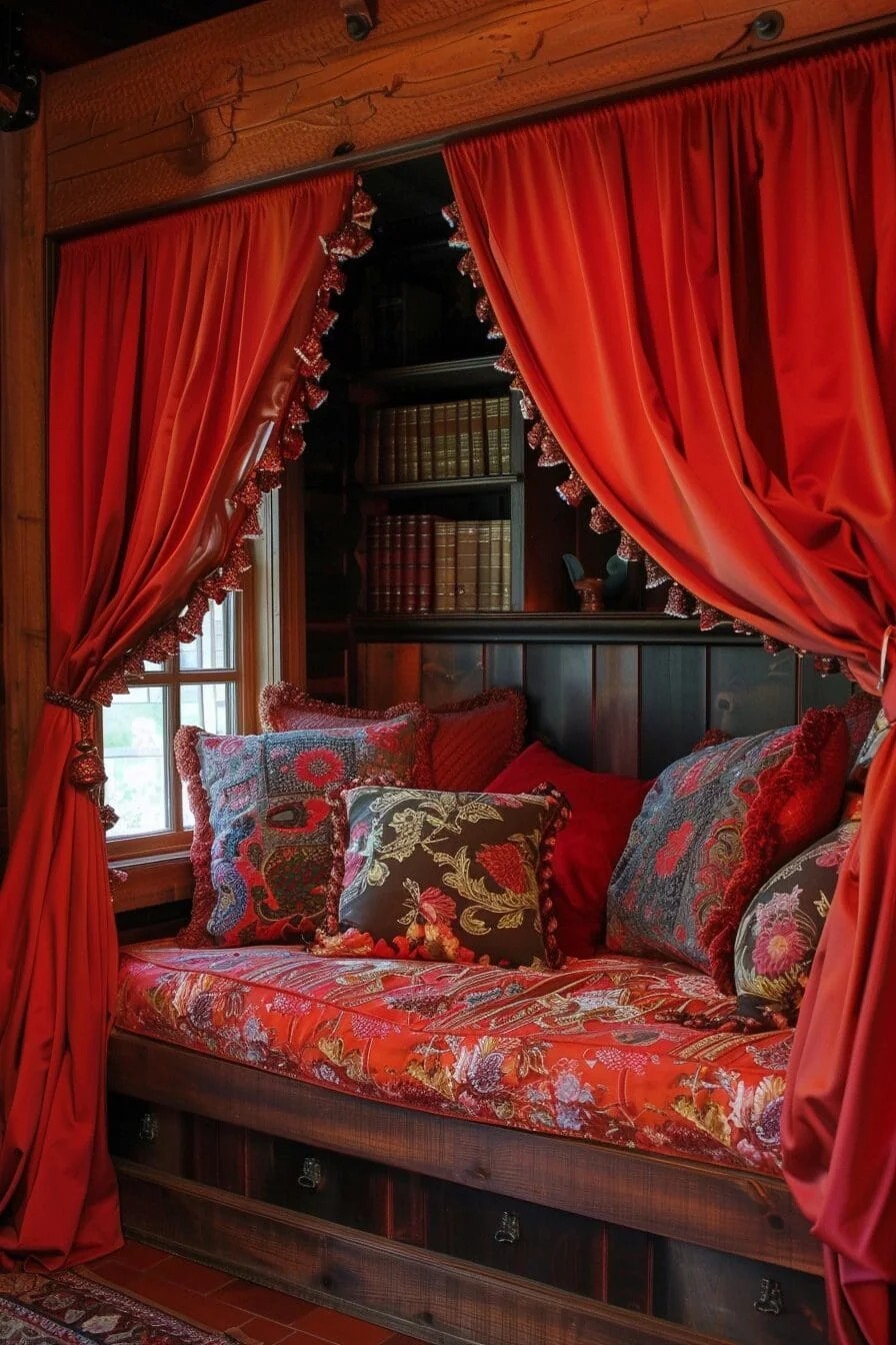 Cozy Red Reading Nook