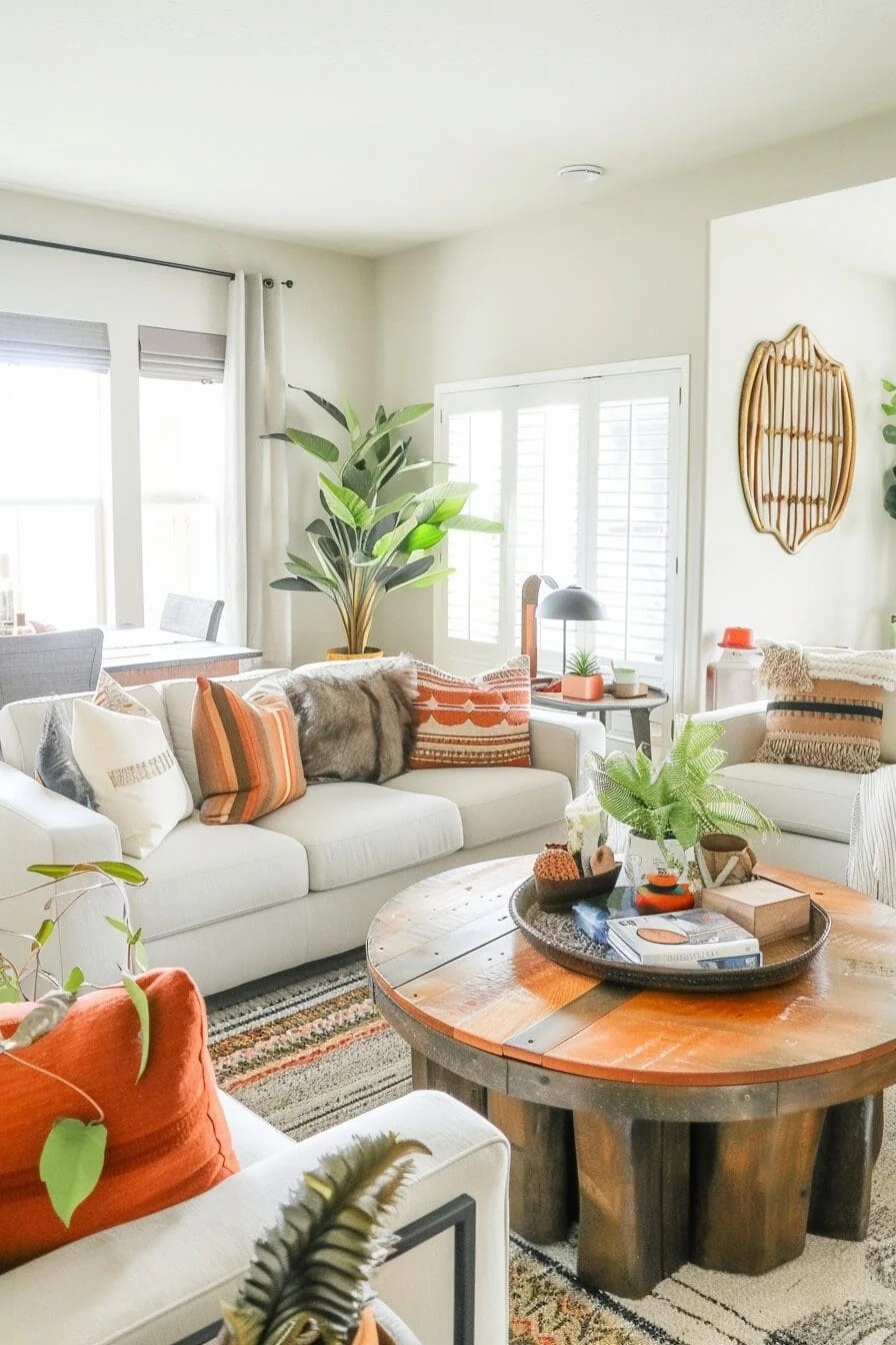 Wood & Orange Coffee Table