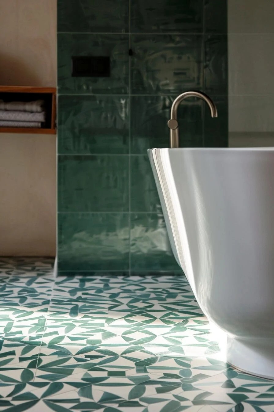 Green Geometric Floor Tile