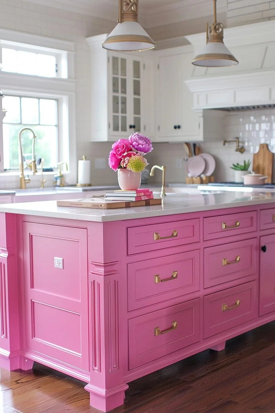 Paint Just the Kitchen Island Pink