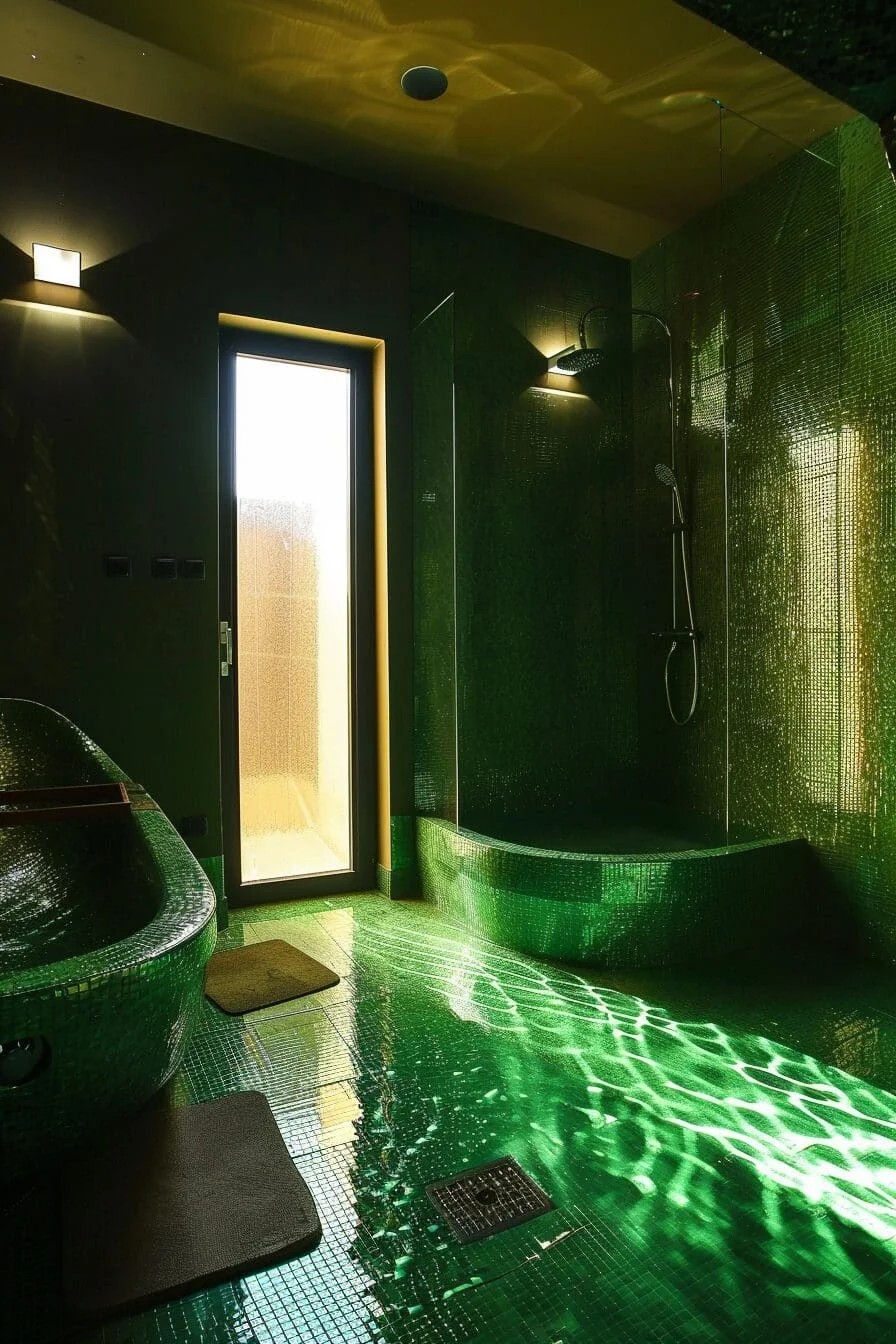 Green Textured Shower Floor