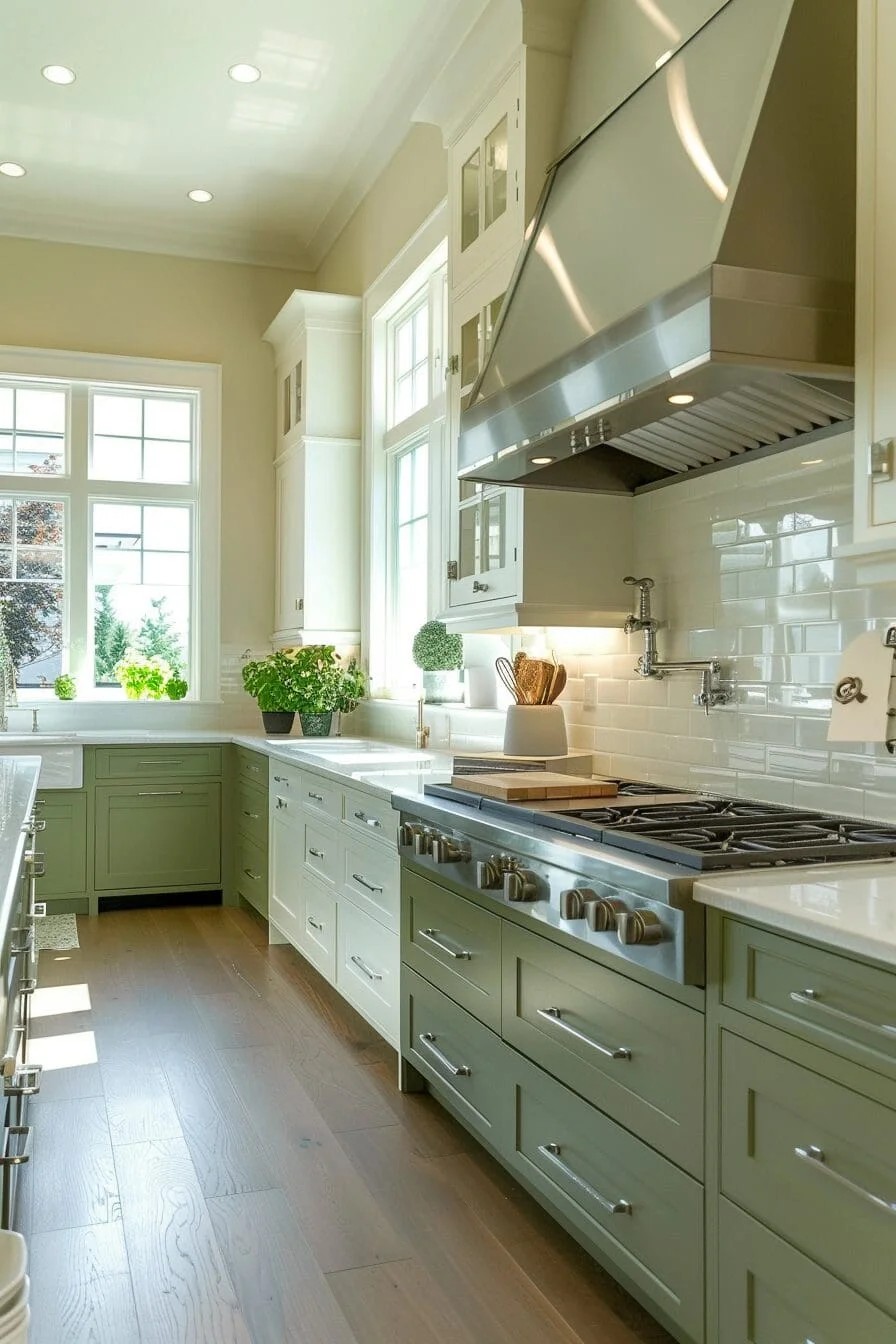 Two-Tone Green Cabinetry