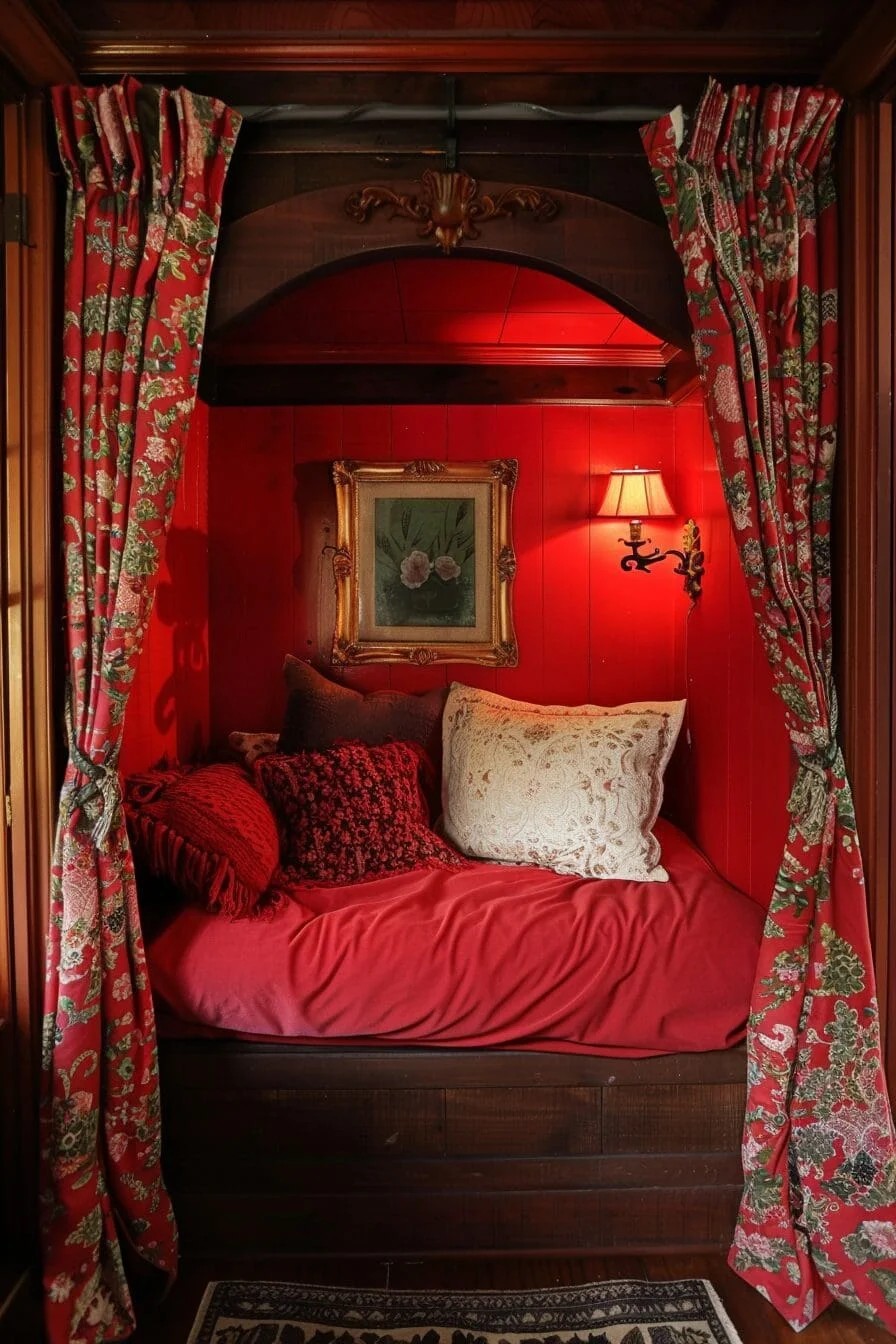 Cozy Red Reading Nook