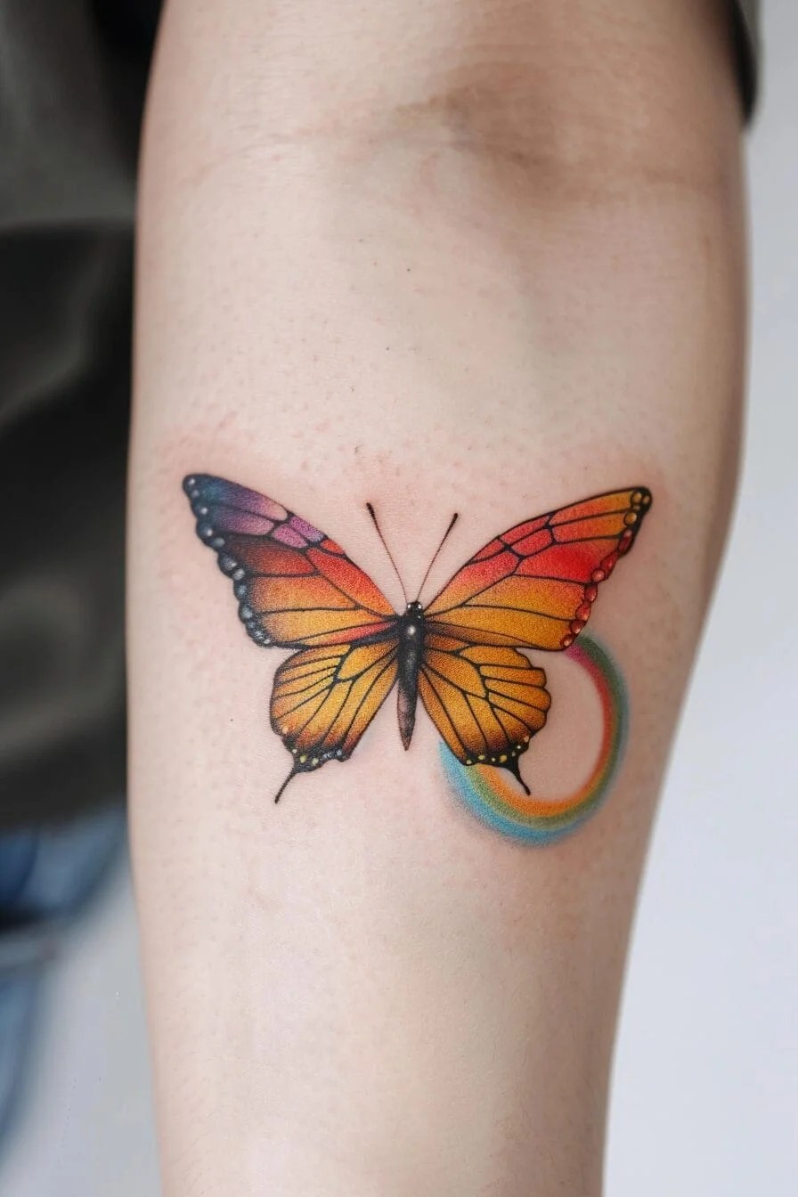 Butterfly with a Rainbow: Represents hope, beauty, and the diversity of life