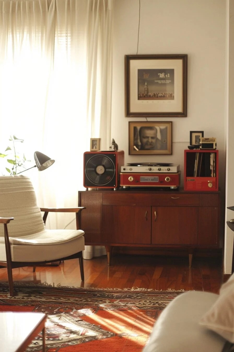 Vintage Red Record Player Stand