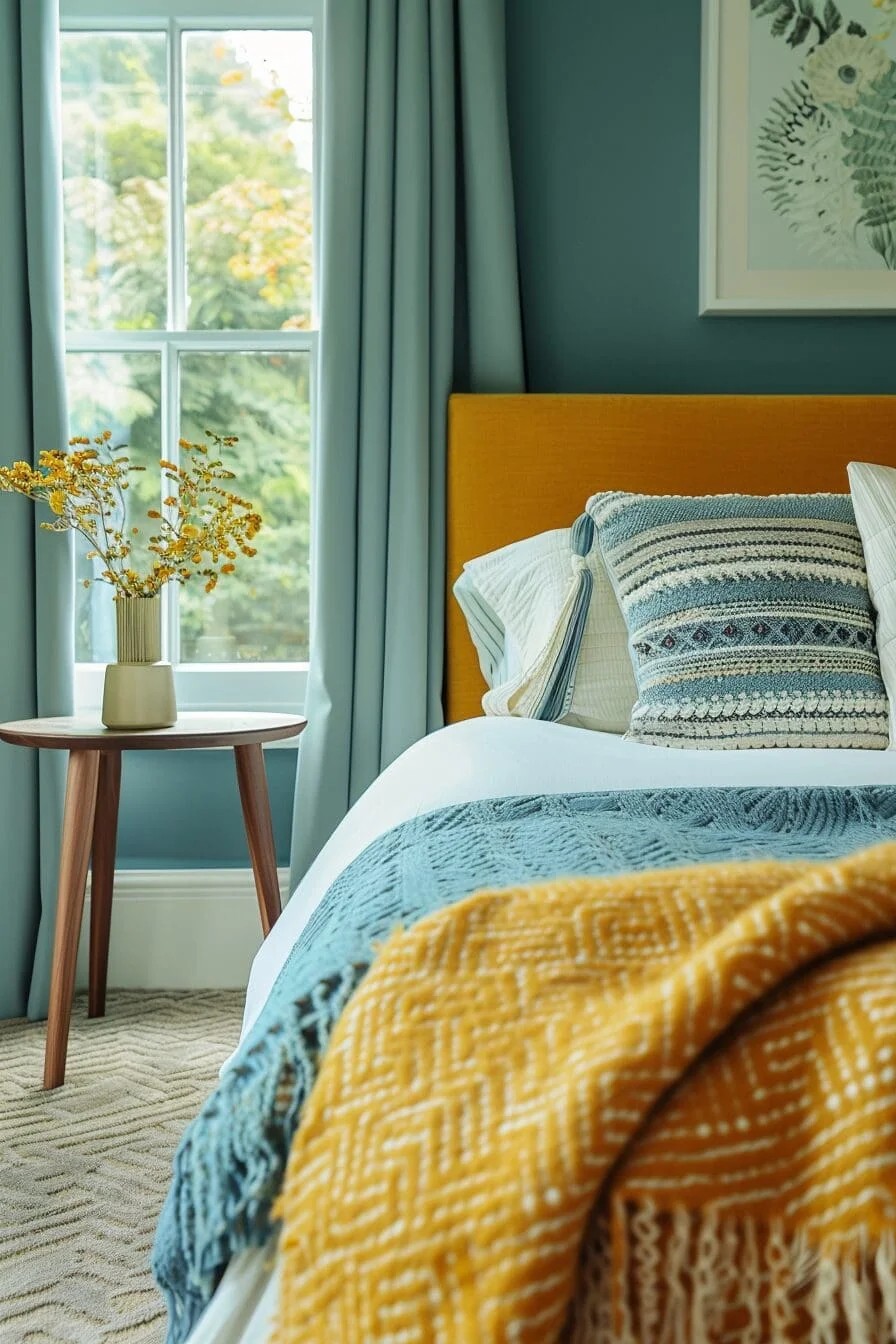 Mid-Century Modern Yellow and Teal