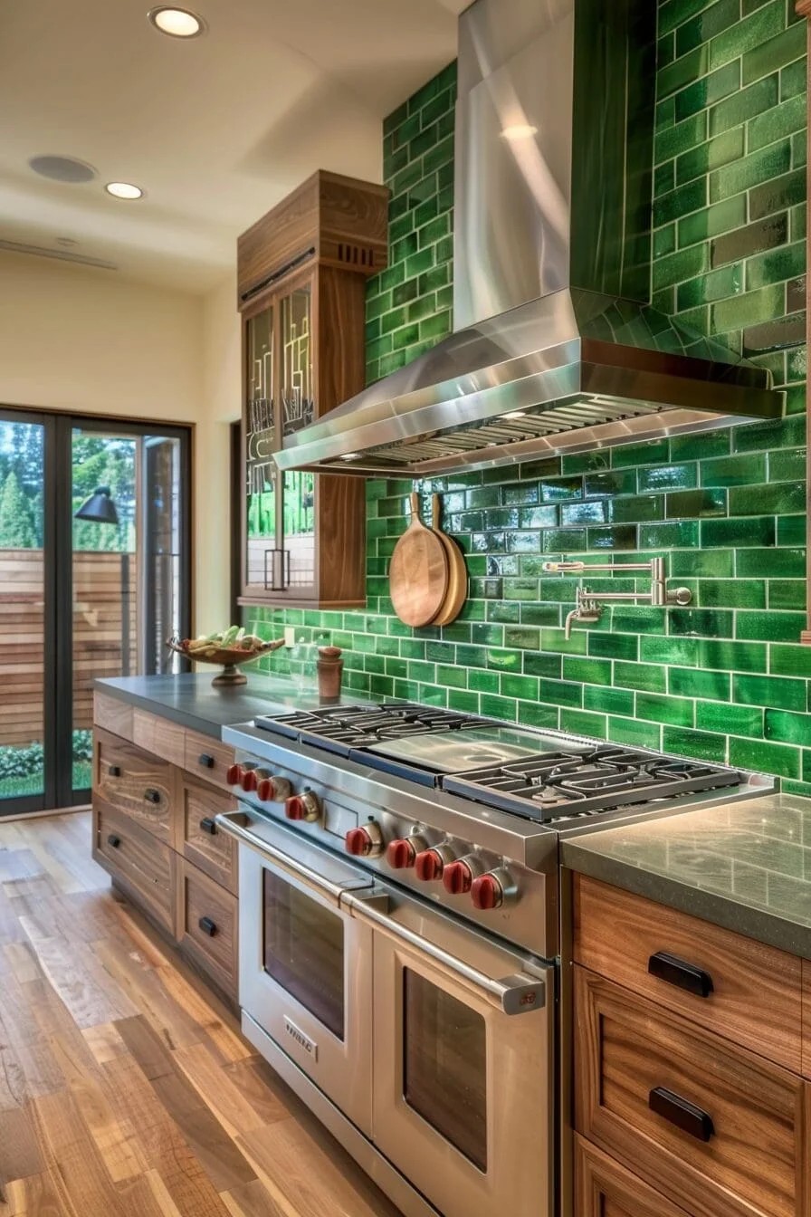 Emerald Green Tile Backsplash