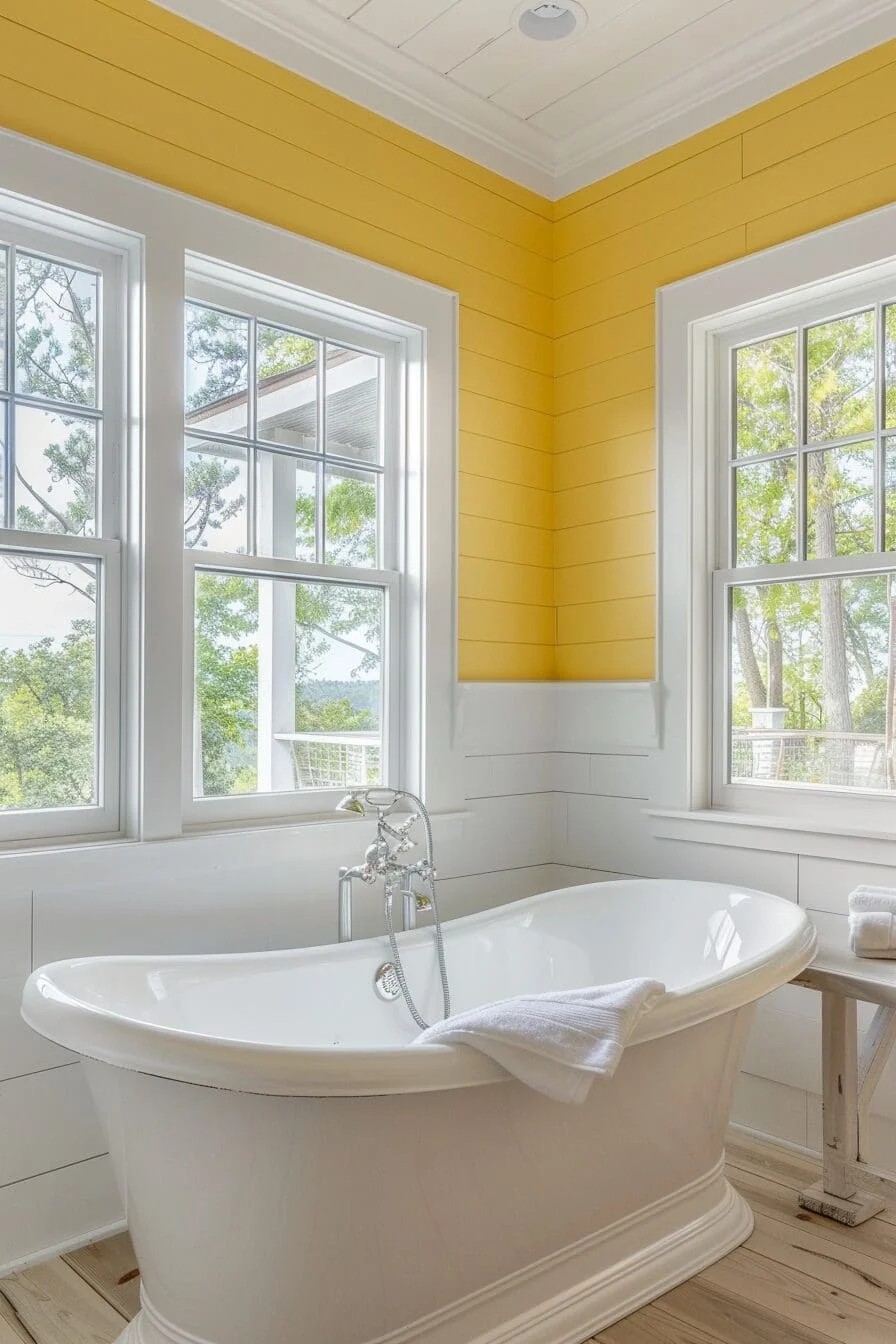 Pale Yellow Walls with White Shiplap