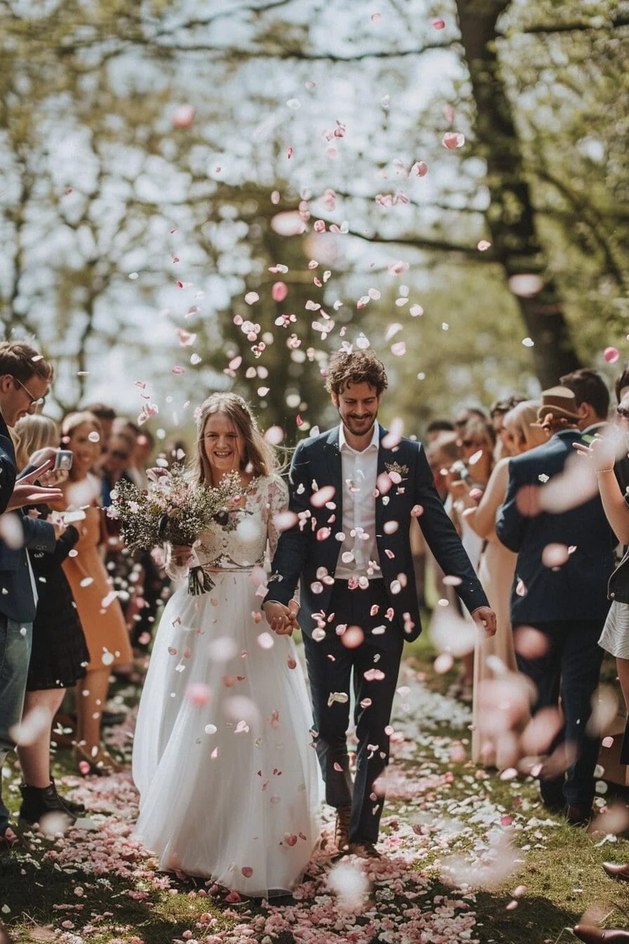 A Spring Wedding with Flower Petal Confetti Toss