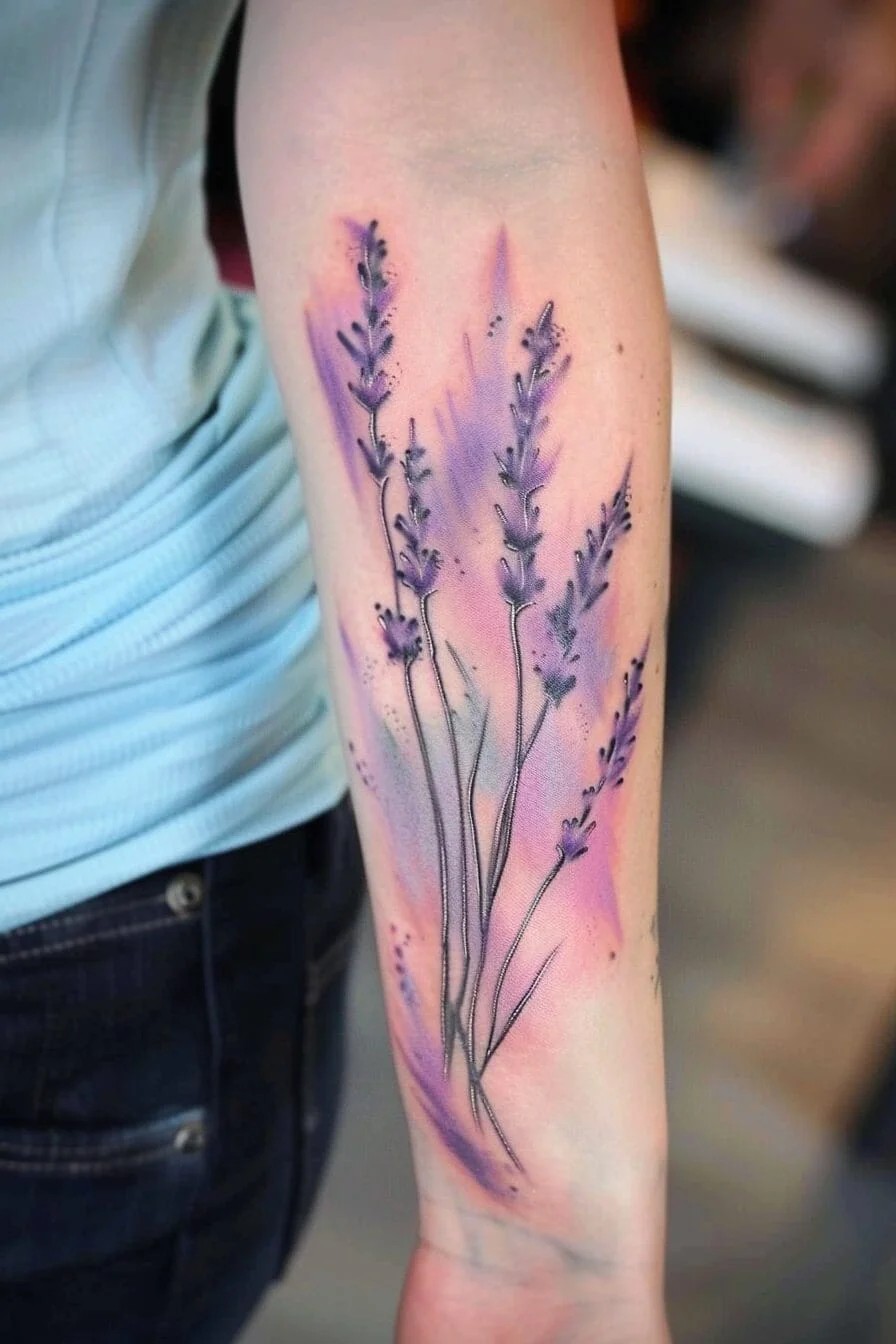 Lavender with Watercolor Effects