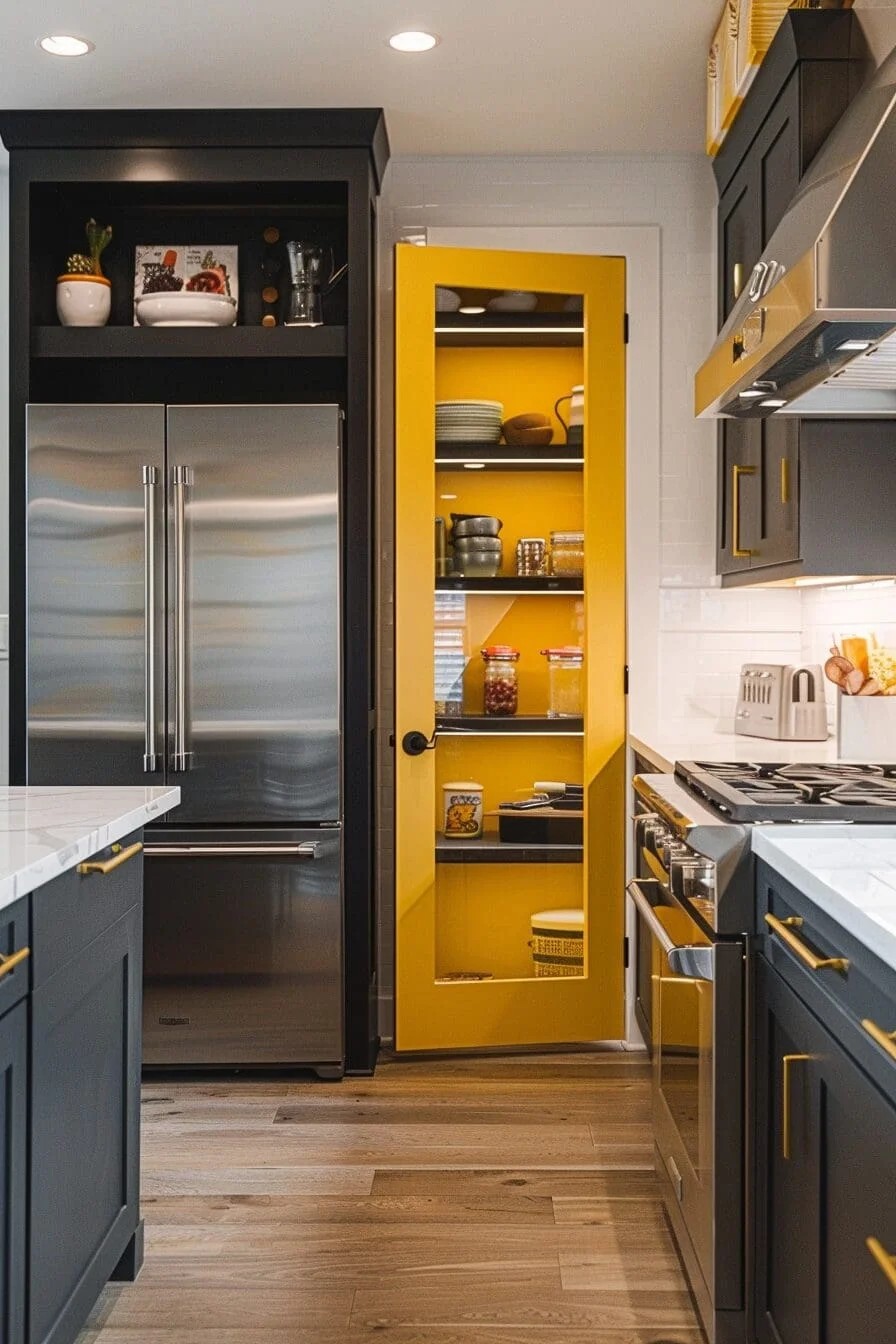 Sunshine Yellow Painted Pantry Door