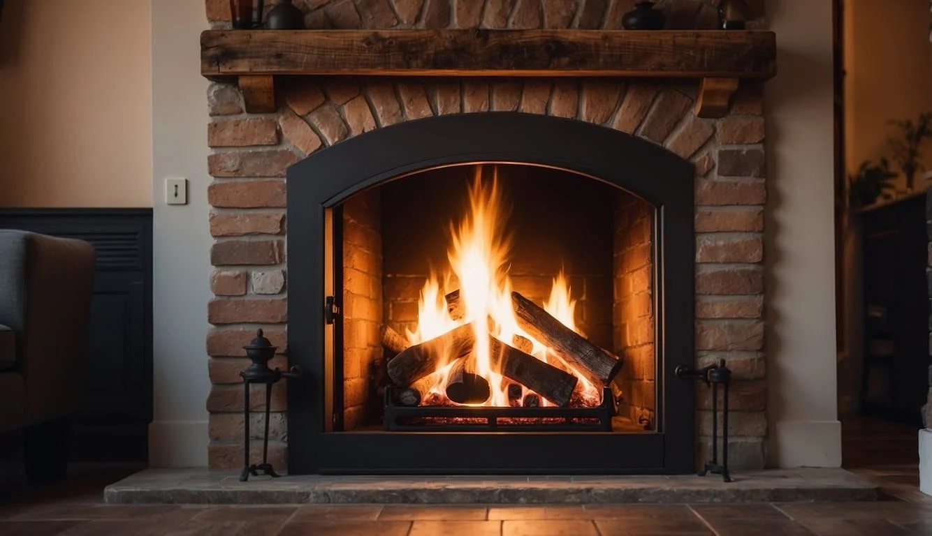 Farmhouse Fireplace With Rustic Iron Doors