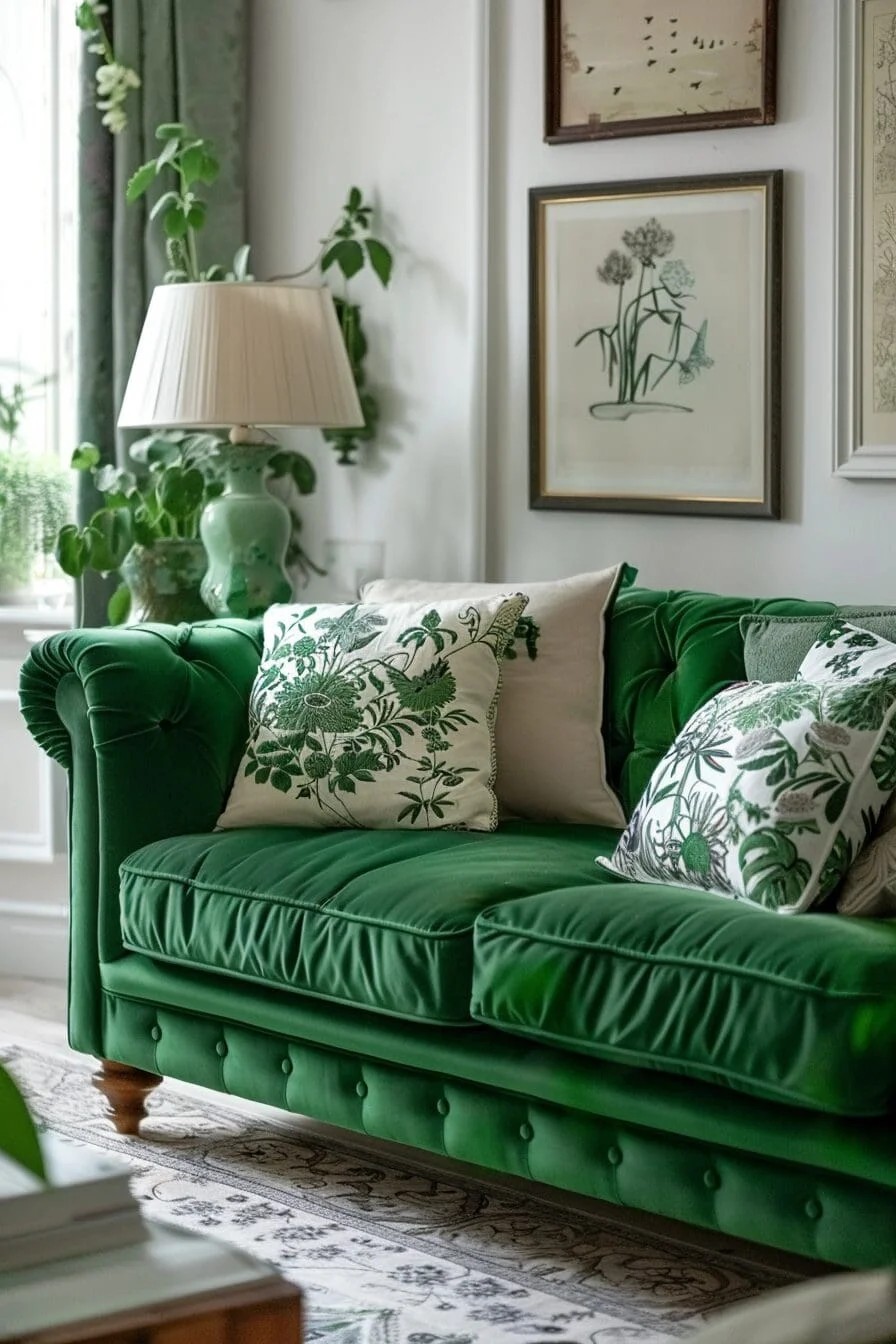 Emerald Green Velvet Sofa