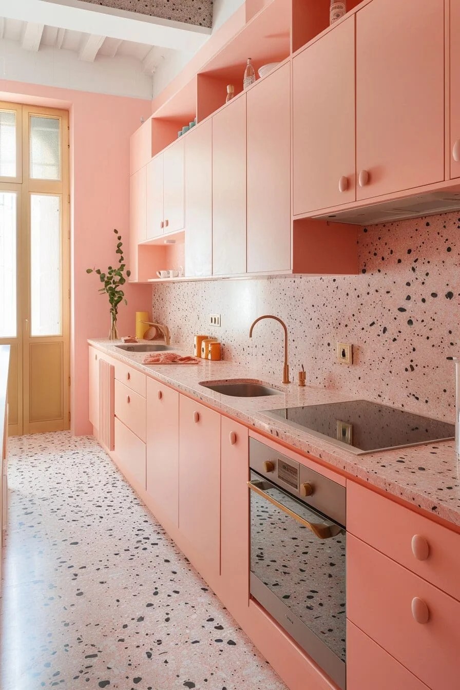 Combine Pink Cabinets with a Pink Terrazzo Countertop