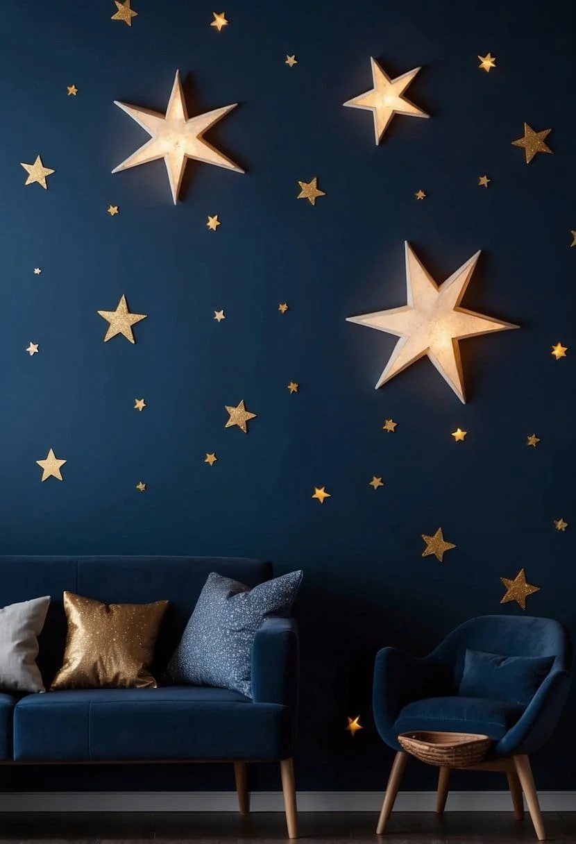 Twinkling Star and Constellation Nursery Accent Wall