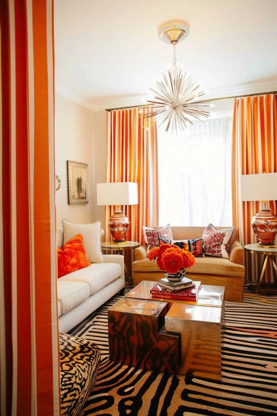 Striped Orange Curtains