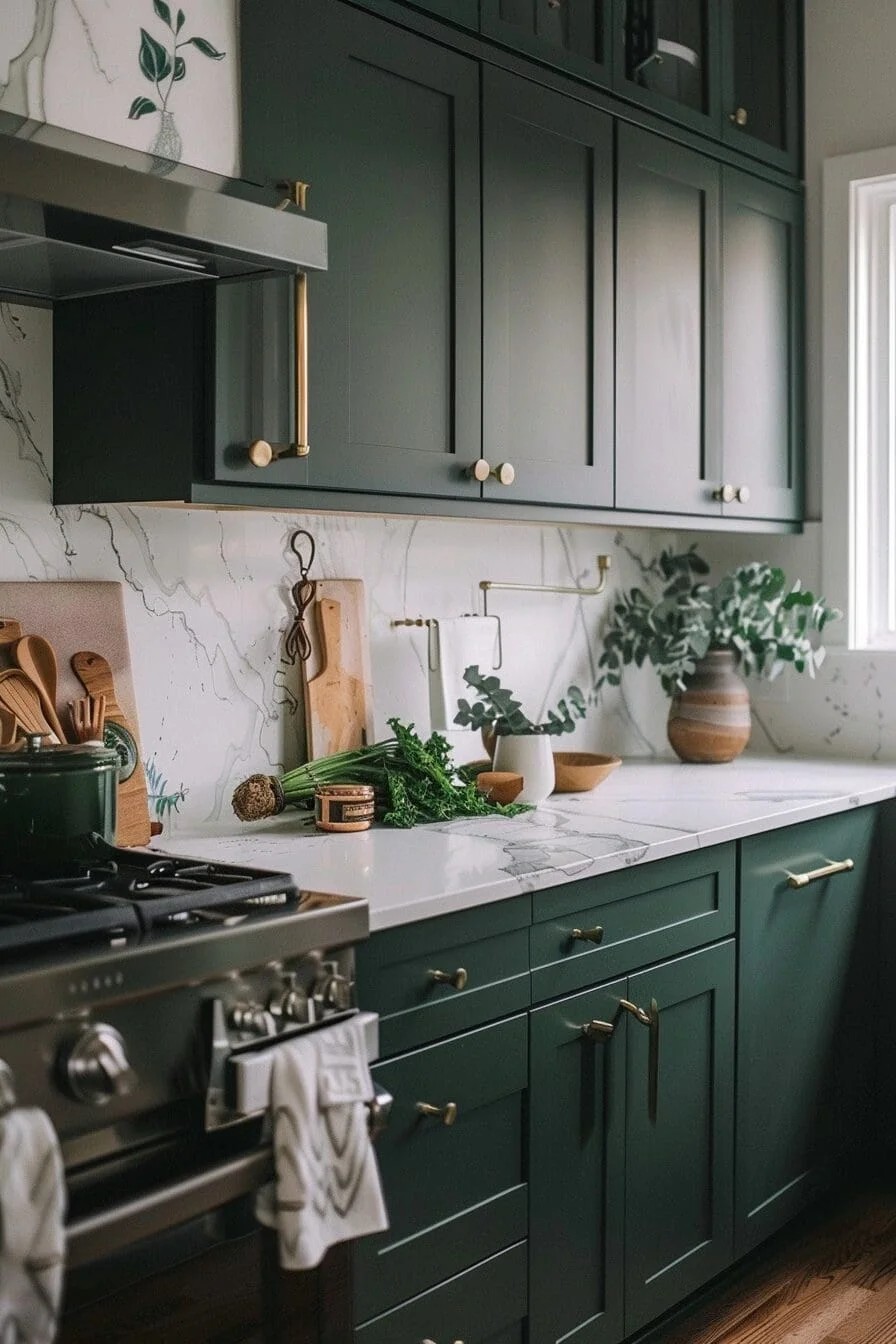 Dark Green Cabinet Hardware