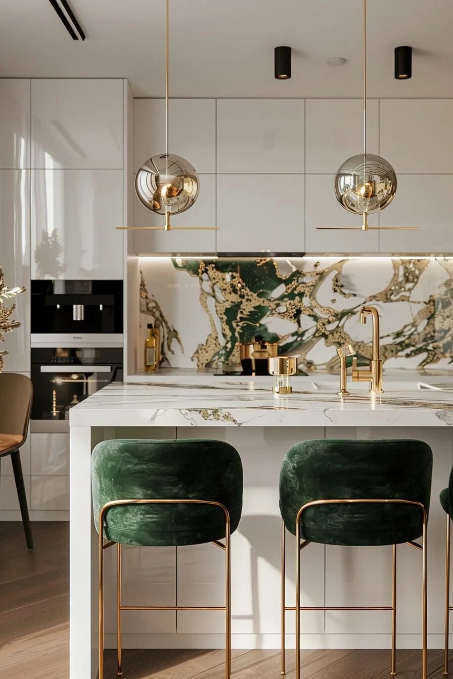 Green and Gold Kitchen Accents