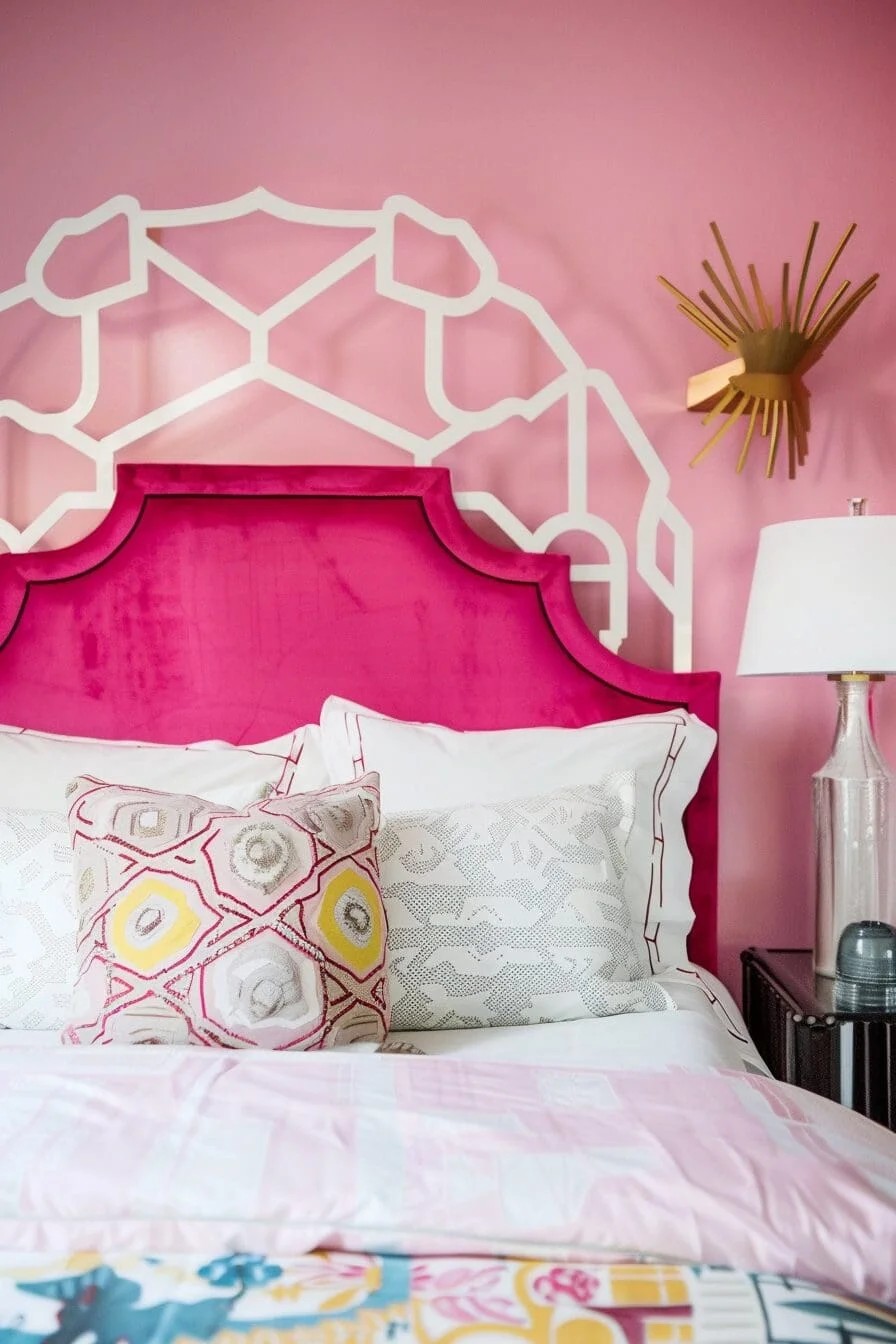 Hot Pink Geometric Headboard